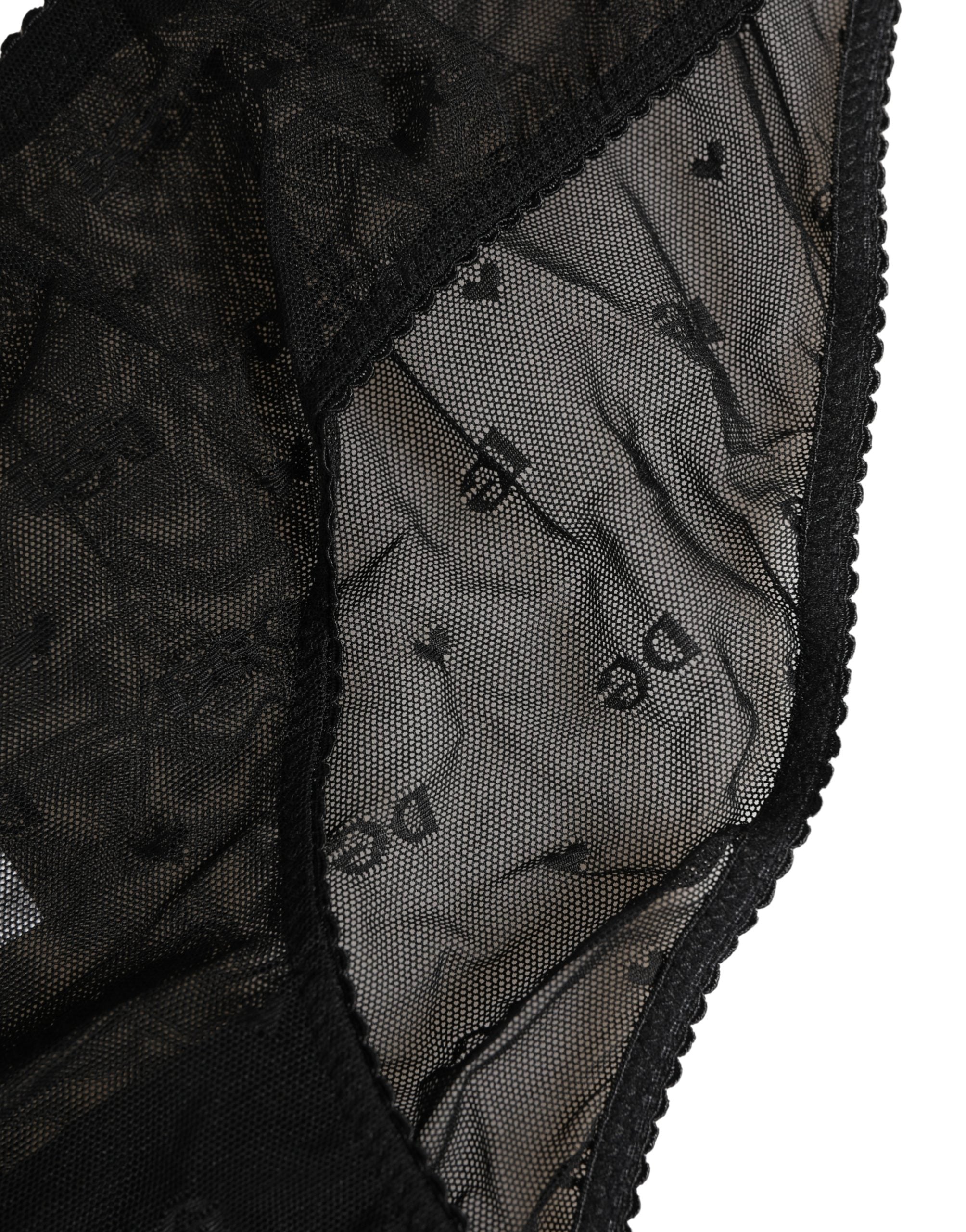 Dolce & Gabbana Black Sheer Mesh Lace Logo Brief Panty Underwear Dolce & Gabbana