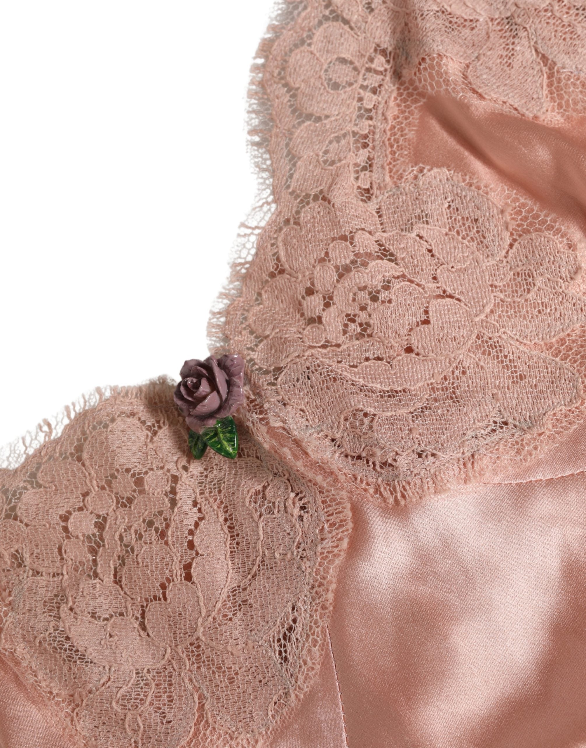 Dolce & Gabbana Pink Lace Silk Satin Tank Lingerie Sleepwear Dolce & Gabbana