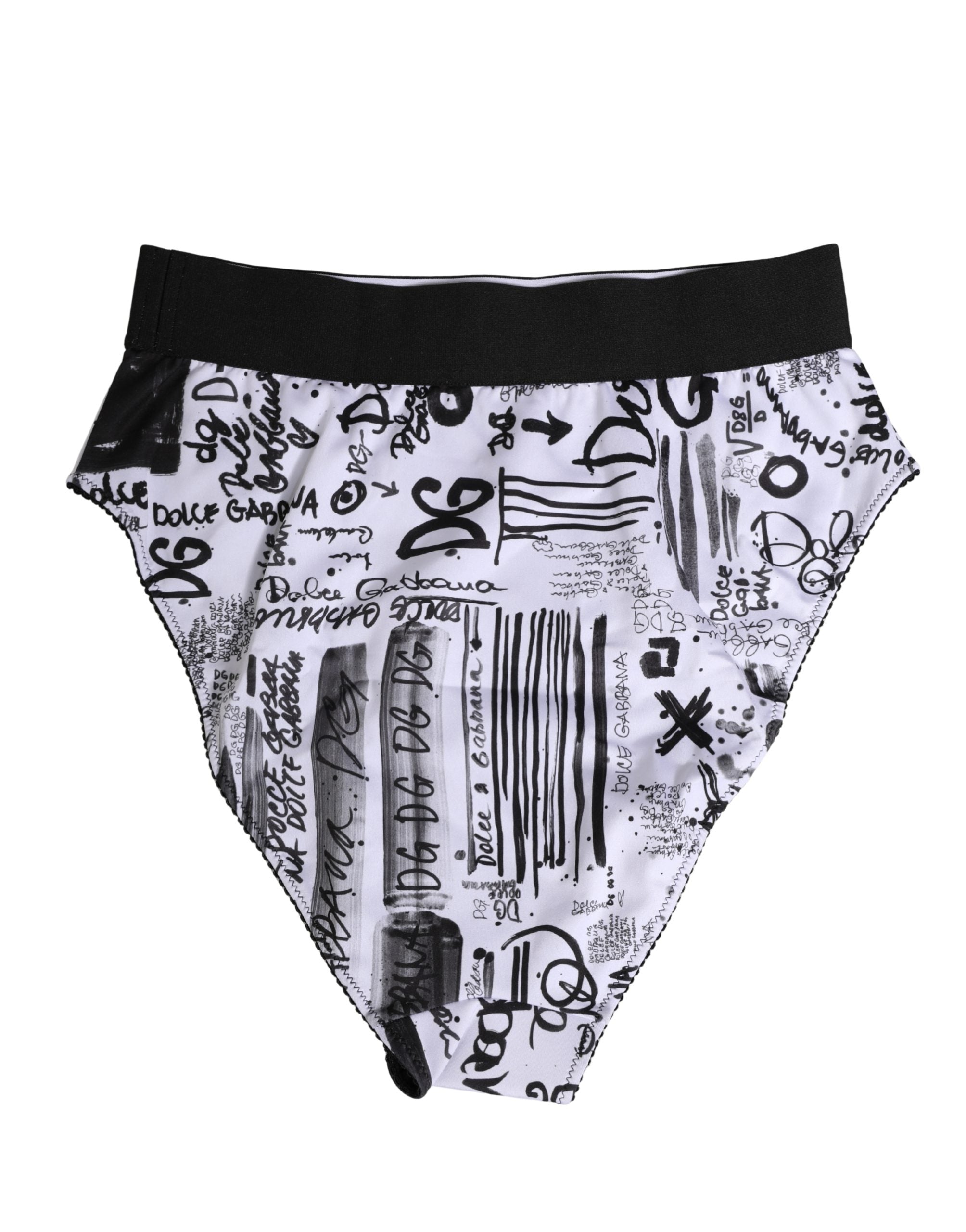 Dolce & Gabbana Black White Graphic Logo High Brief Underwear Dolce & Gabbana