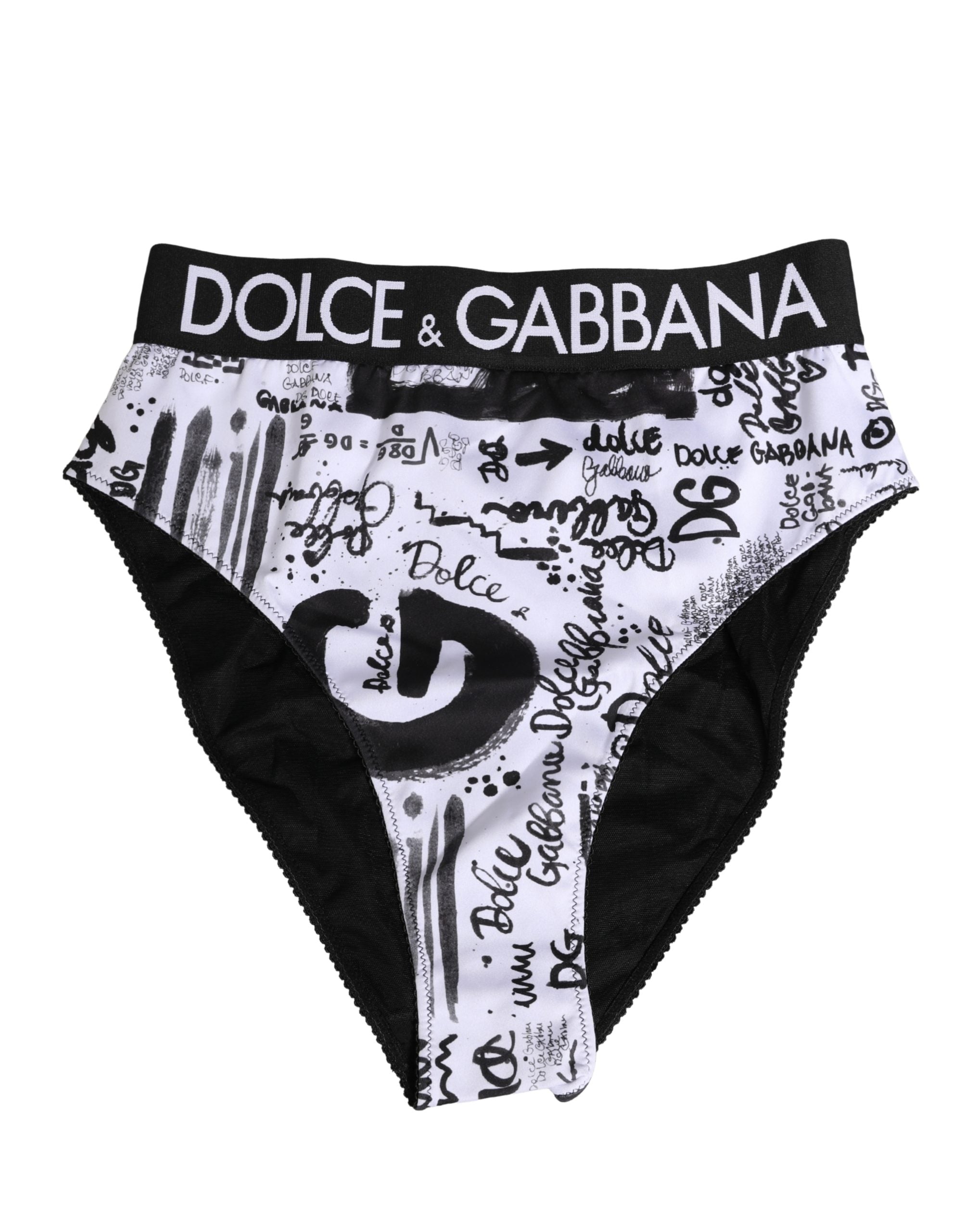 Dolce & Gabbana Black White Graphic Logo High Brief Underwear Dolce & Gabbana