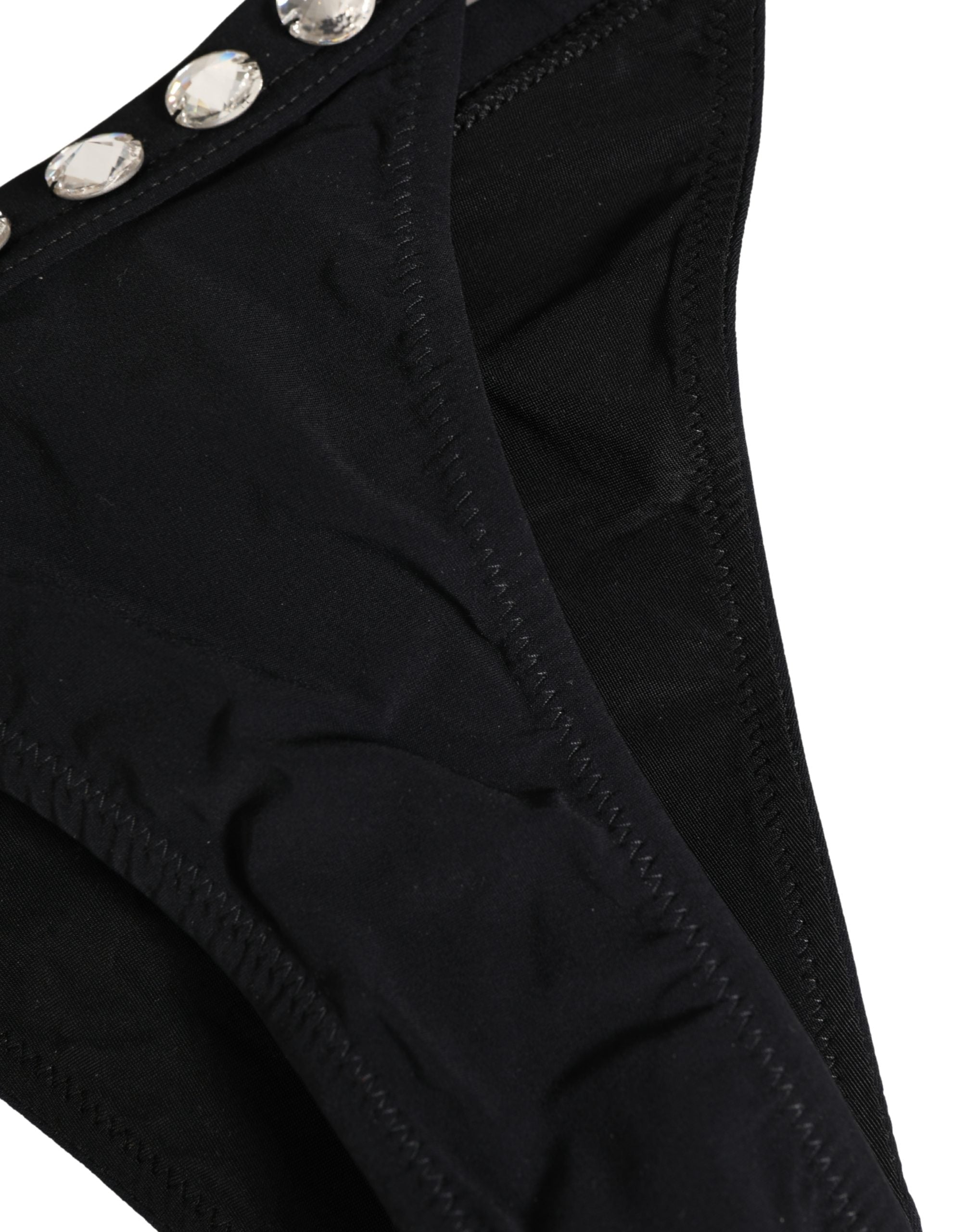 Dolce & Gabbana Black Crystal Embellished Bikini Bottom Swimwear Dolce & Gabbana
