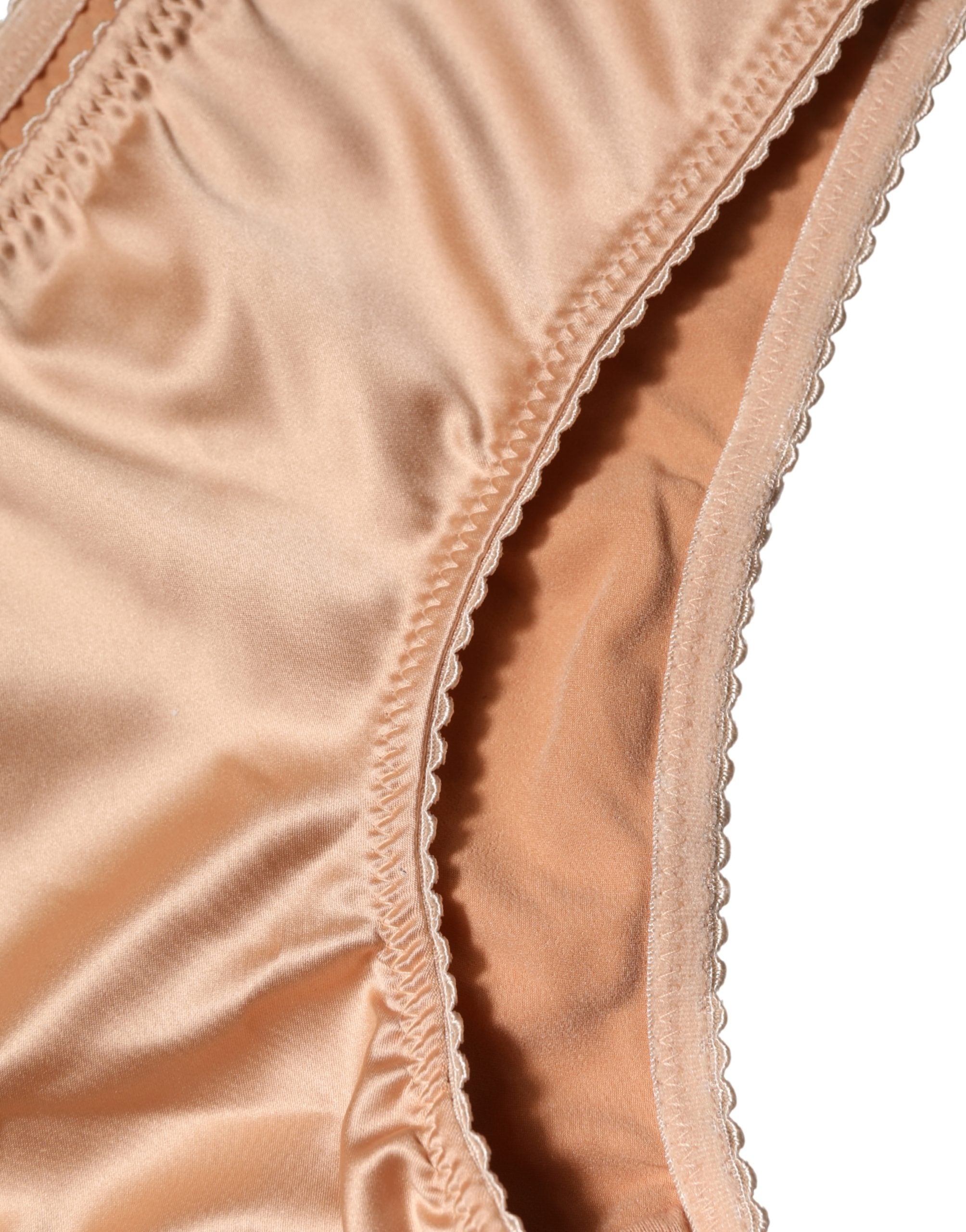 Dolce & Gabbana Beige Silk Stretch Mid Waist Brief Panty Underwear Dolce & Gabbana