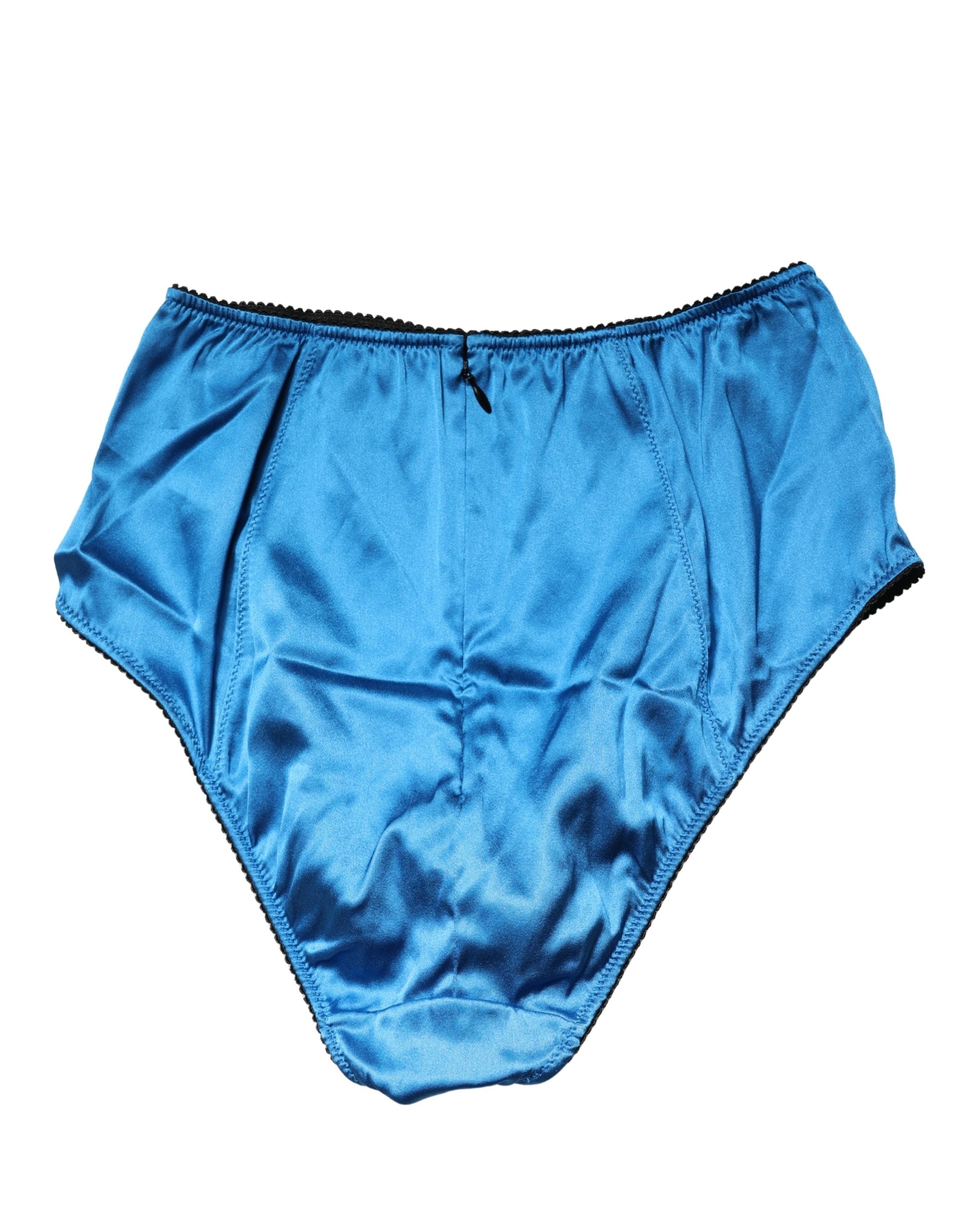 Dolce & Gabbana Blue Silk Blend High Waist Girdle Panty Underwear Dolce & Gabbana