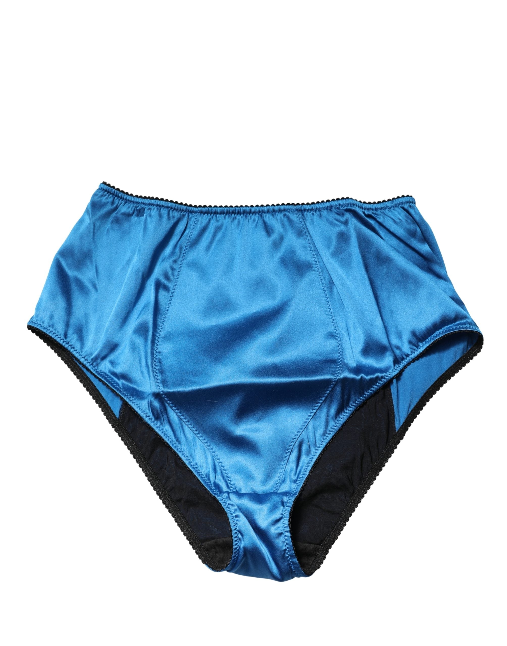Dolce & Gabbana Blue Silk Blend High Waist Girdle Panty Underwear Dolce & Gabbana