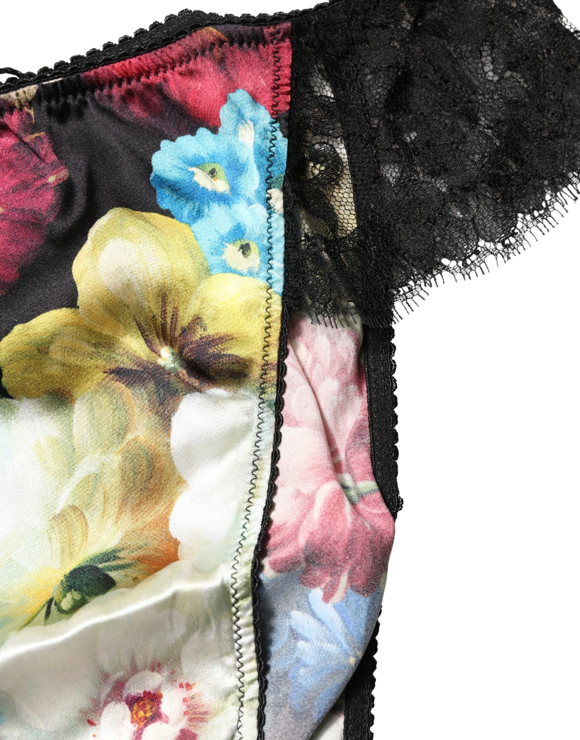 Dolce & Gabbana Black Floral Lace Mid Waist Brief Panty Underwear Dolce & Gabbana