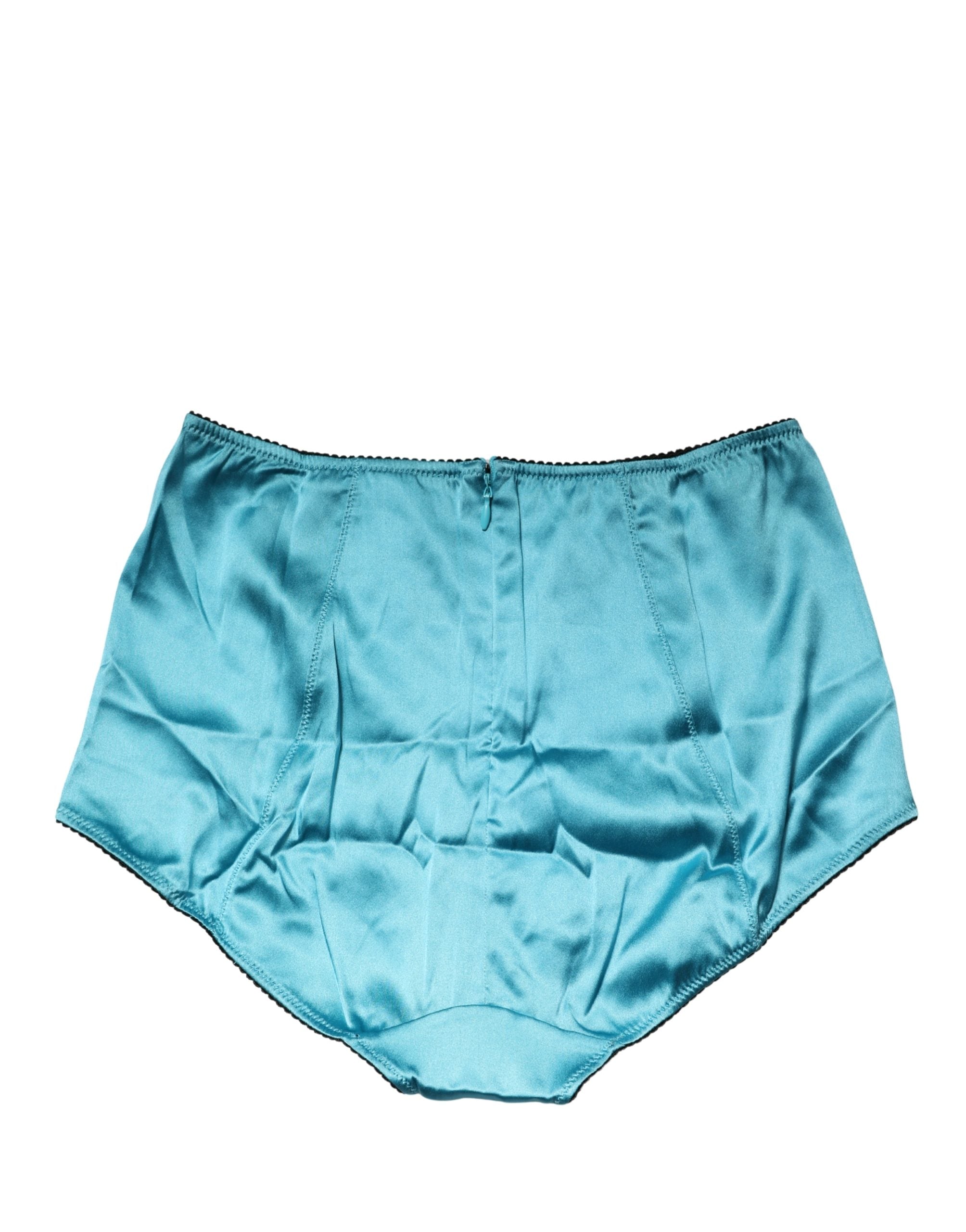 Dolce & Gabbana Blue Silk Blend High Waist Girdle Panty Underwear Dolce & Gabbana