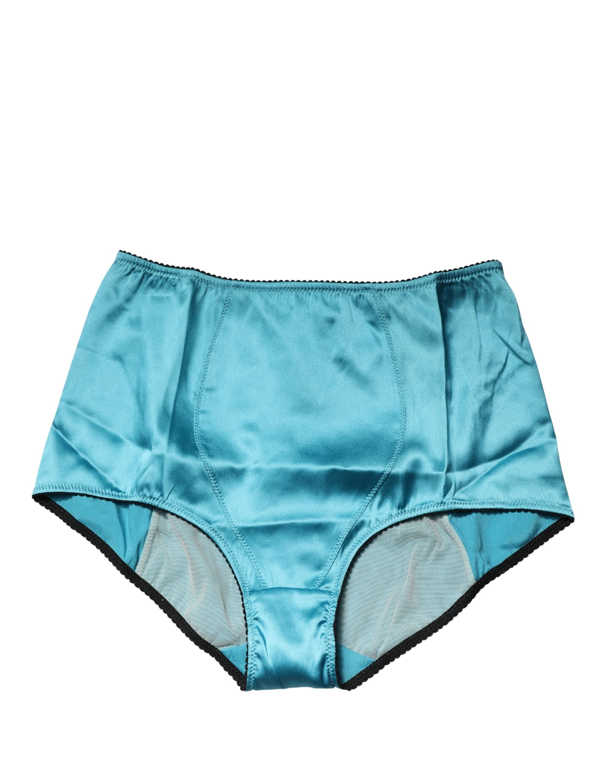 Dolce & Gabbana Blue Silk Blend High Waist Girdle Panty Underwear Dolce & Gabbana