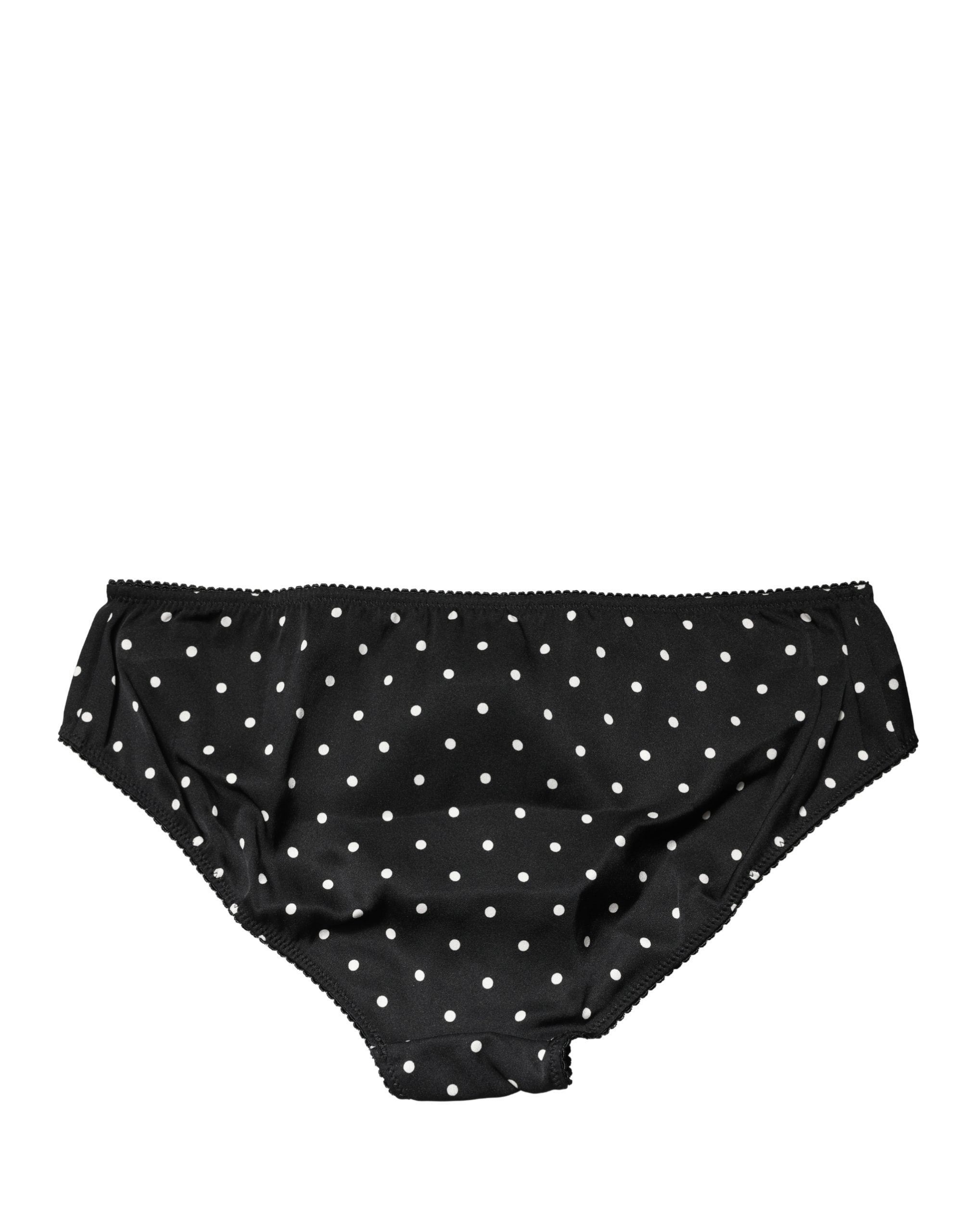 Dolce & Gabbana Black Polka Dots Mid Waist Brief Panty Underwear Dolce & Gabbana