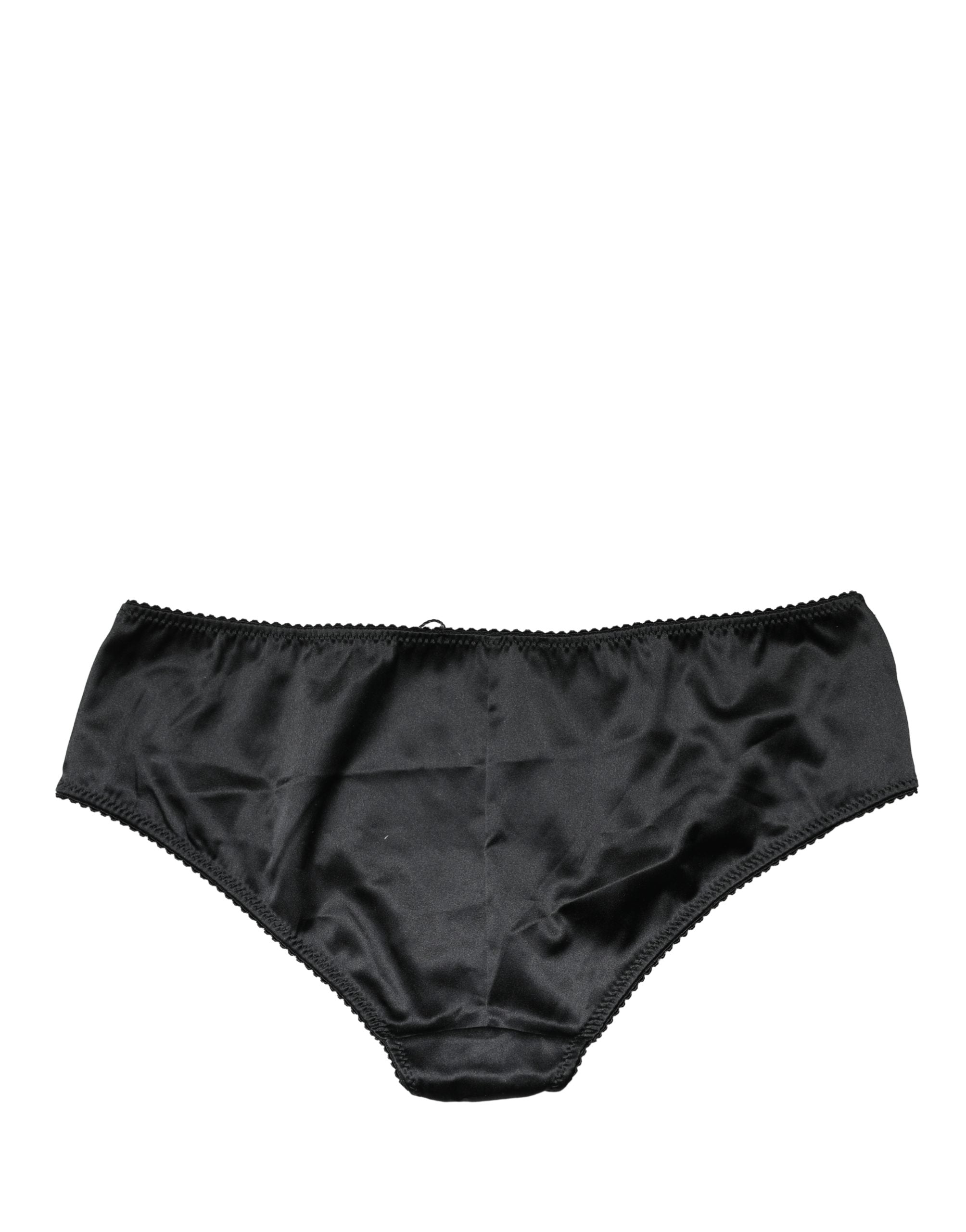 Dolce & Gabbana Black Silk Stretch Mid Waist Brief Panty Underwear Dolce & Gabbana