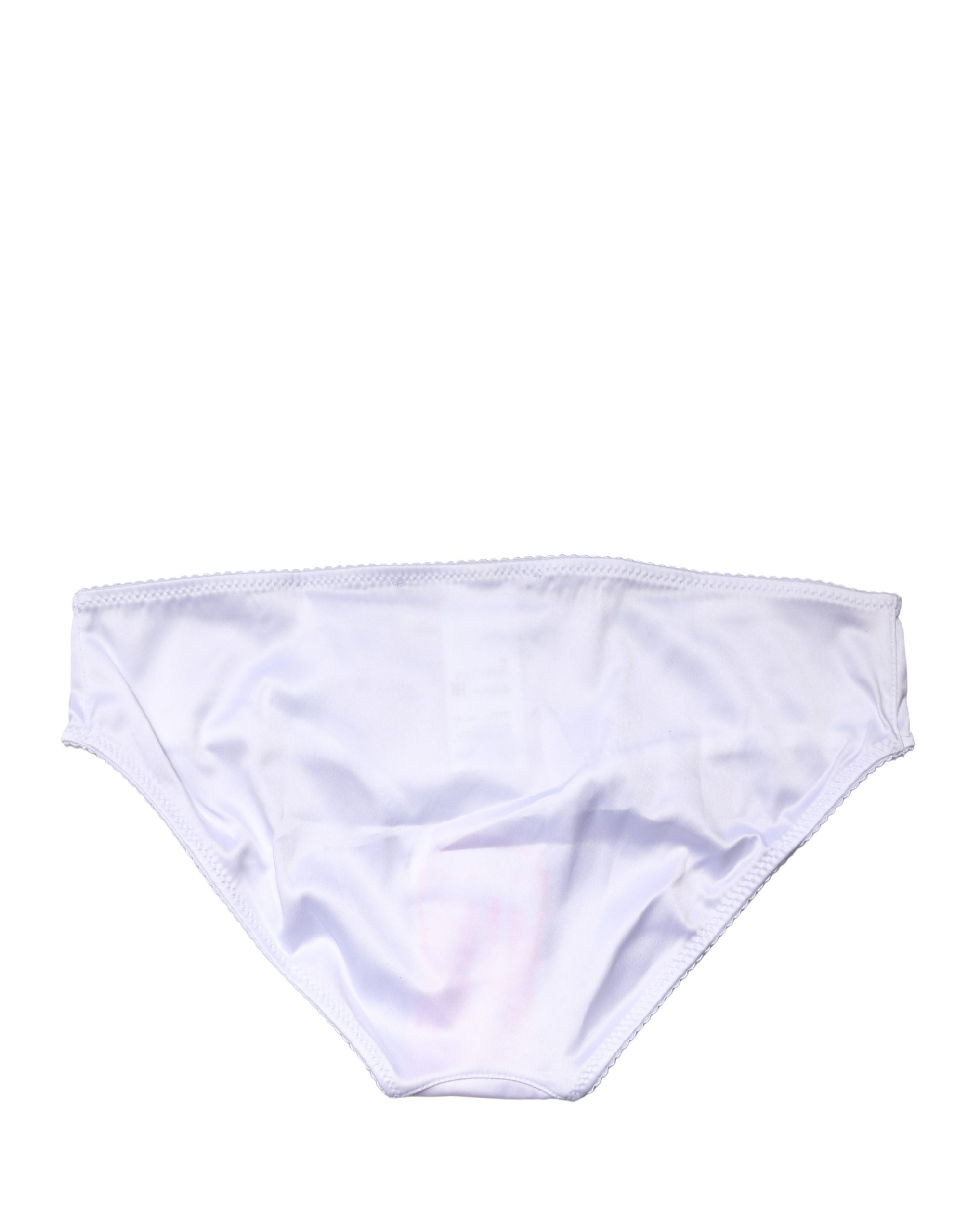 Dolce & Gabbana White Silk Stretch Mid Waist Brief Panty Underwear Dolce & Gabbana