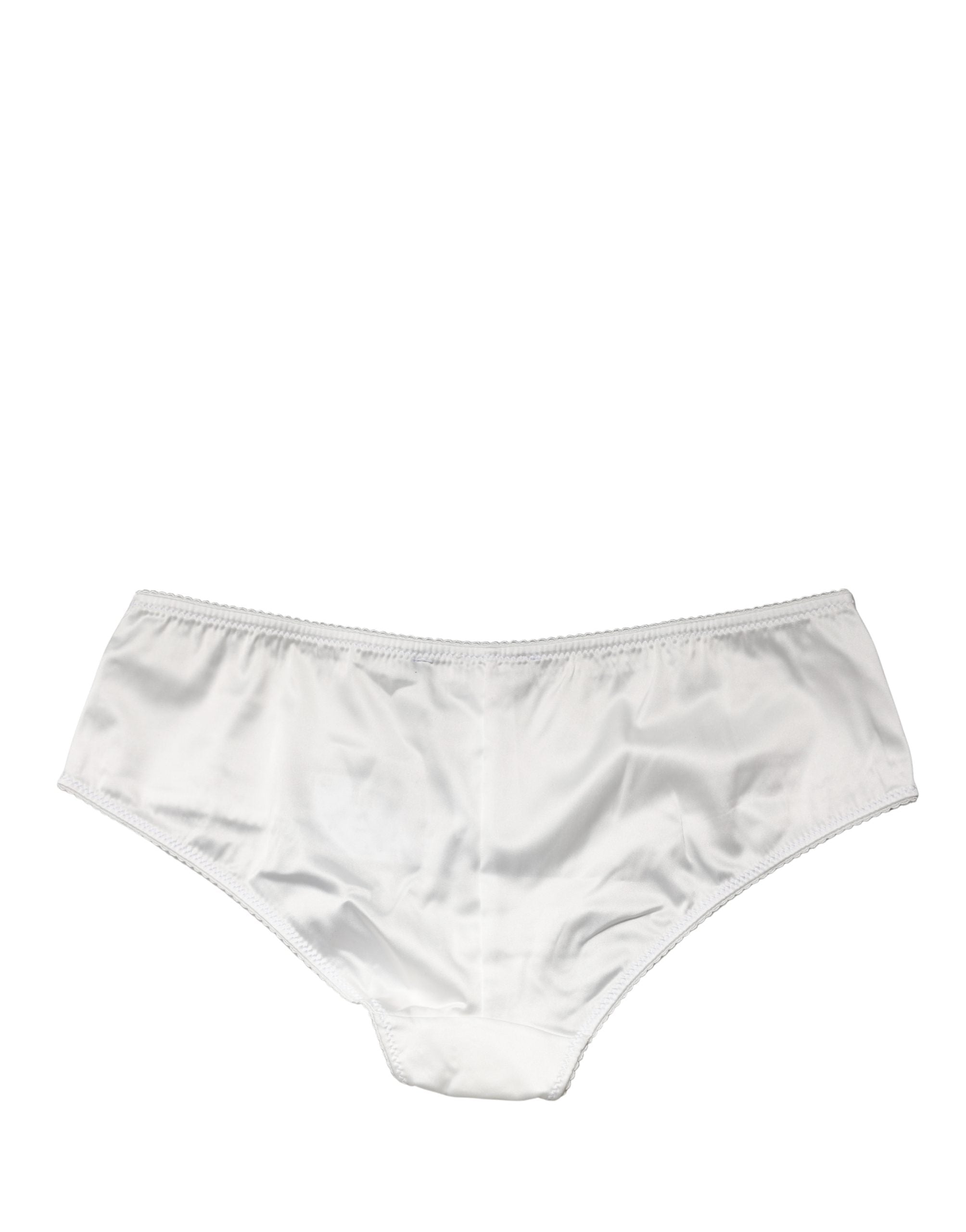 Dolce & Gabbana White Silk Stretch Mid Waist Brief Panty Underwear Dolce & Gabbana