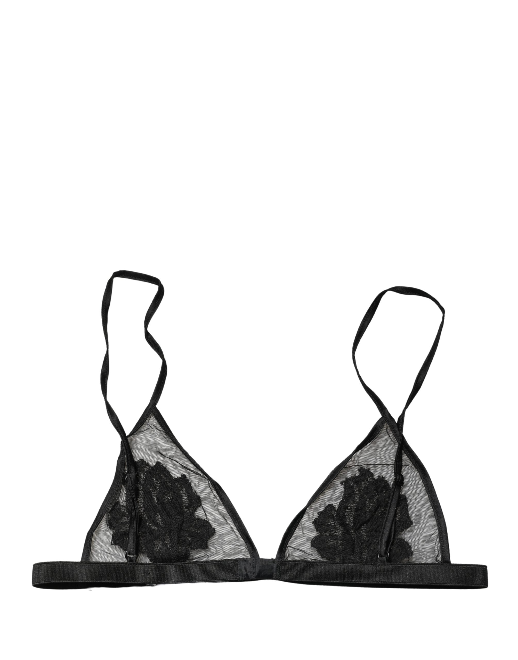 Dolce & Gabbana Black Floral Soft Cup Triangle Bra Underwear Dolce & Gabbana