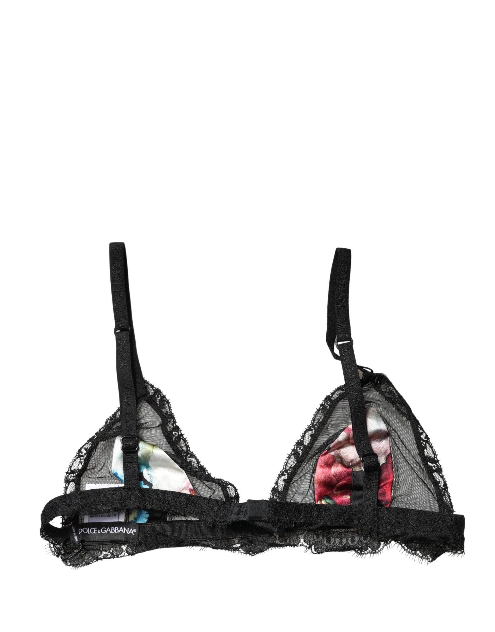 Dolce & Gabbana Black Floral Soft Cup Triangle Bra Underwear Dolce & Gabbana