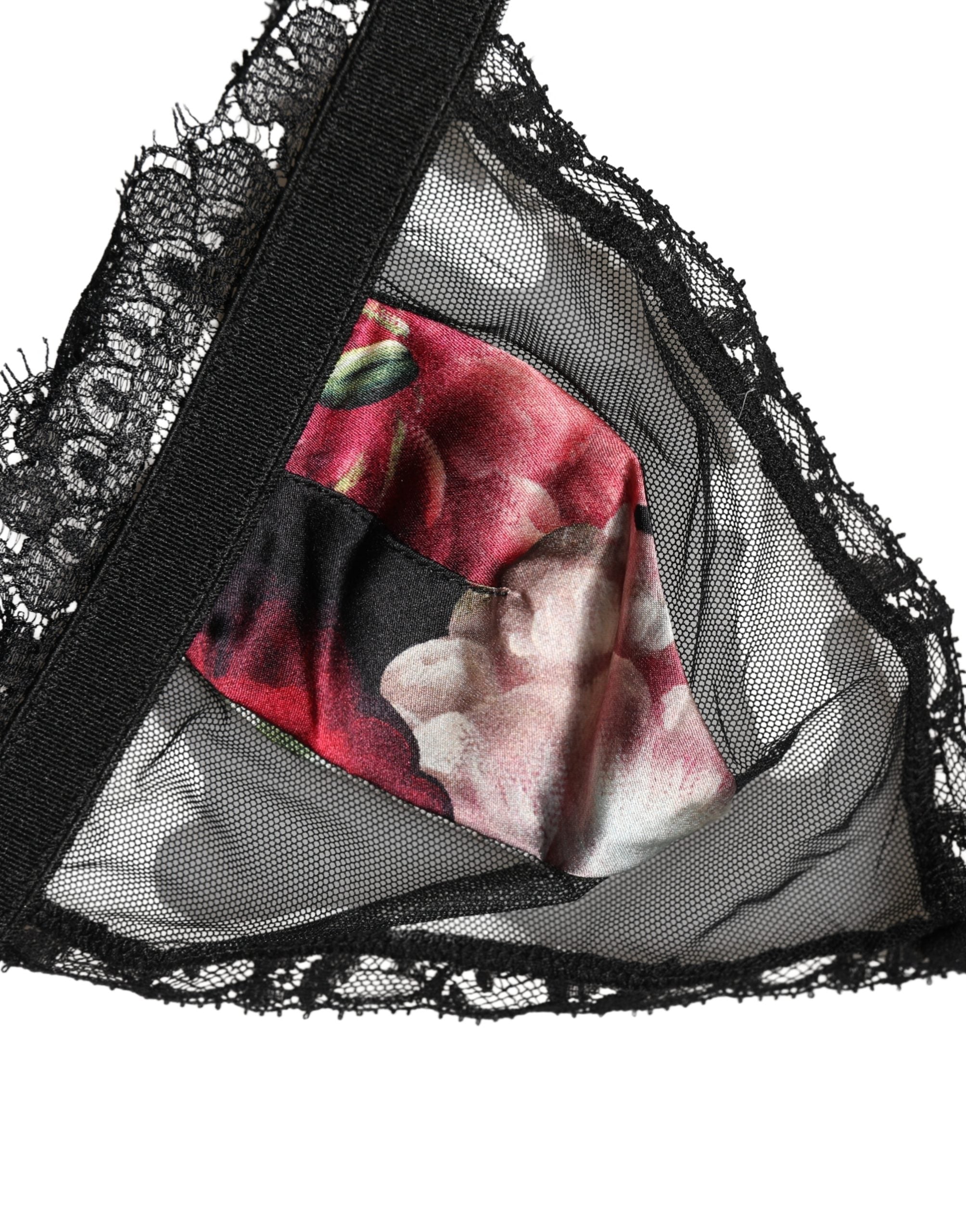 Dolce & Gabbana Black Floral Soft Cup Triangle Bra Underwear Dolce & Gabbana