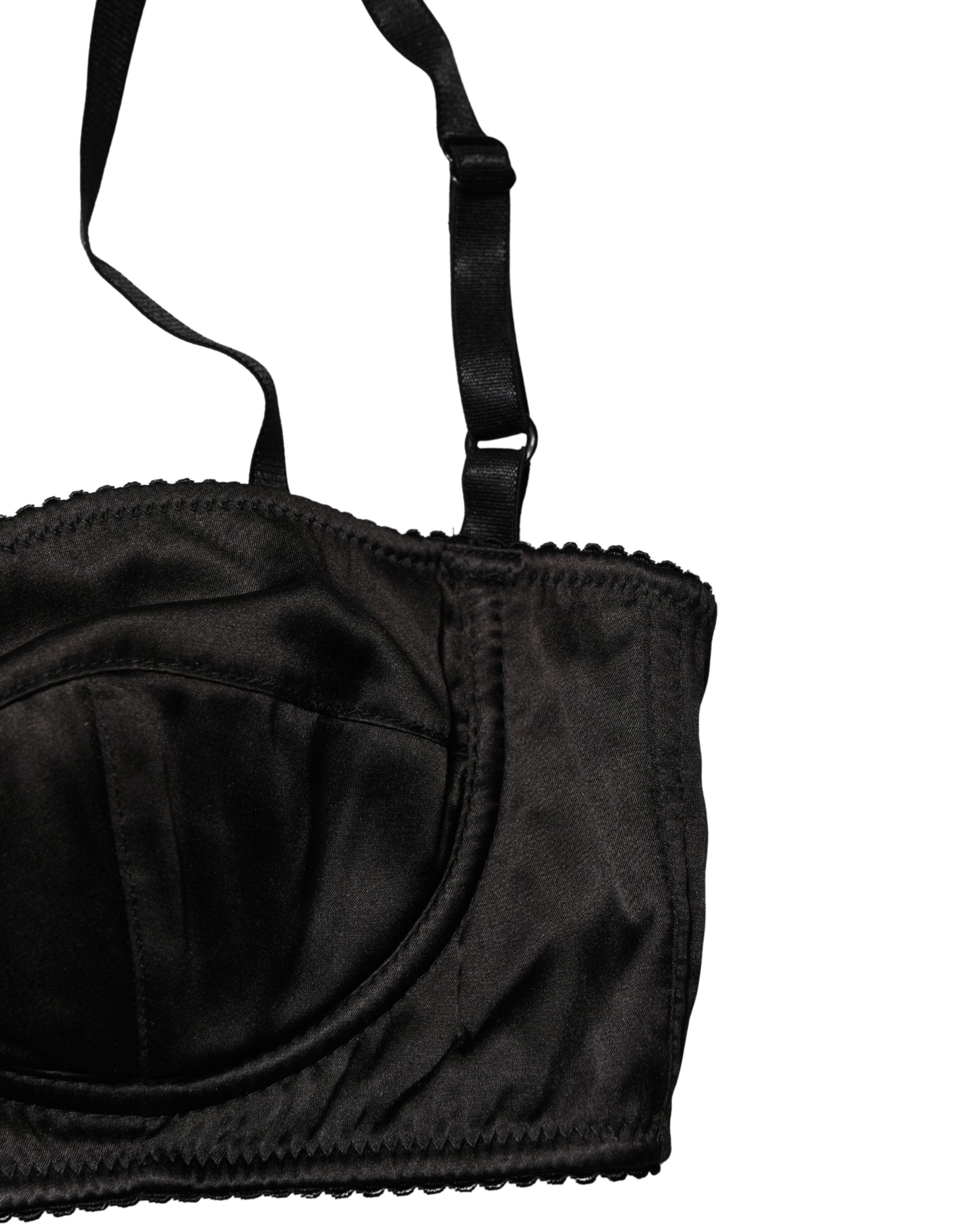 Dolce & Gabbana Black Semi-Pad Underwire Balconette Bra Underwear Dolce & Gabbana