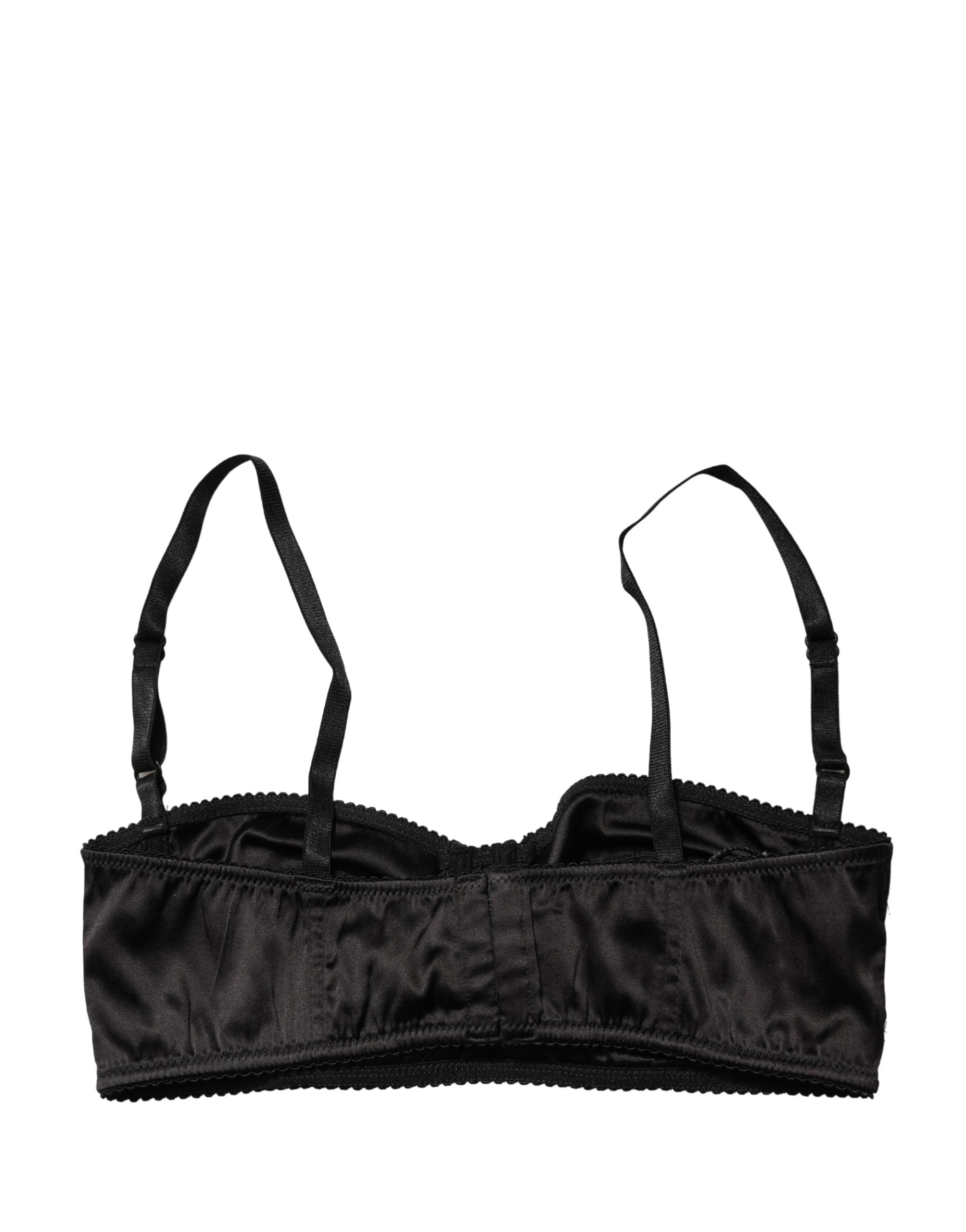 Dolce & Gabbana Black Semi-Pad Underwire Balconette Bra Underwear Dolce & Gabbana