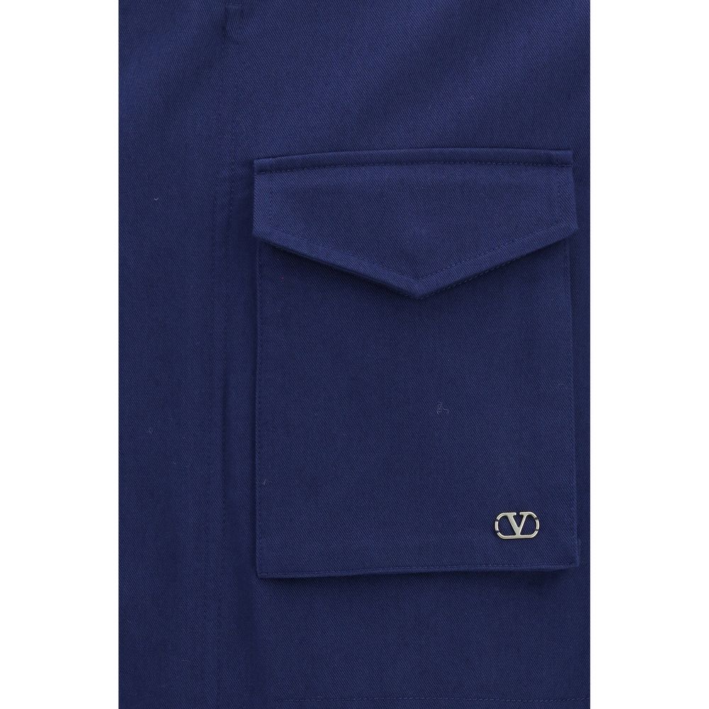 Valentino Garavani Blue Cotton Coat Valentino Garavani