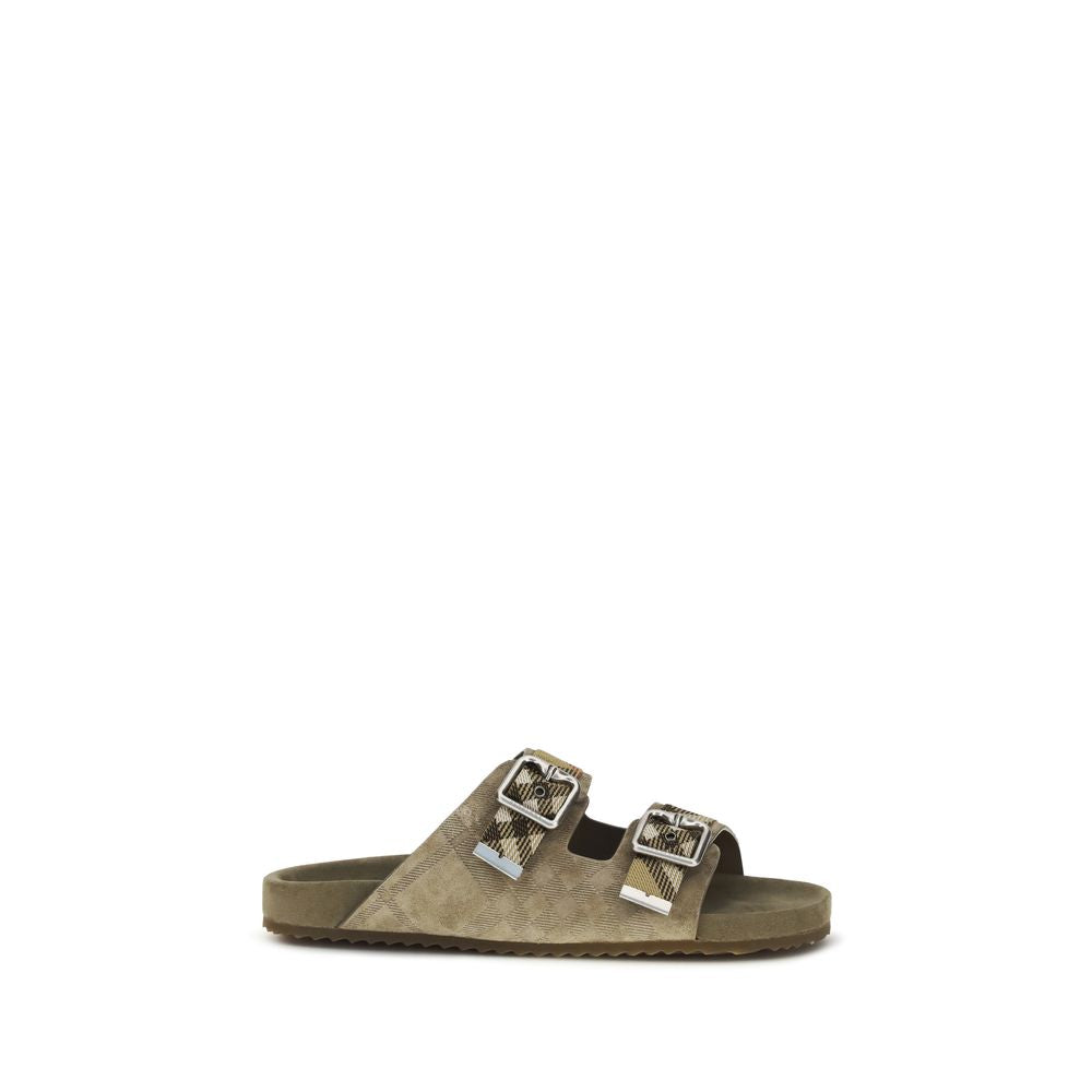 Burberry Beige Calf Leather Bos Taurus Flat Sandals Burberry