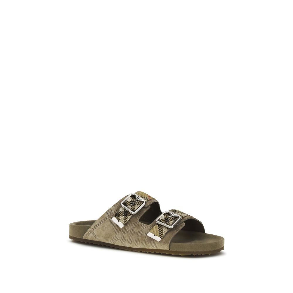 Burberry Beige Calf Leather Bos Taurus Flat Sandals Burberry