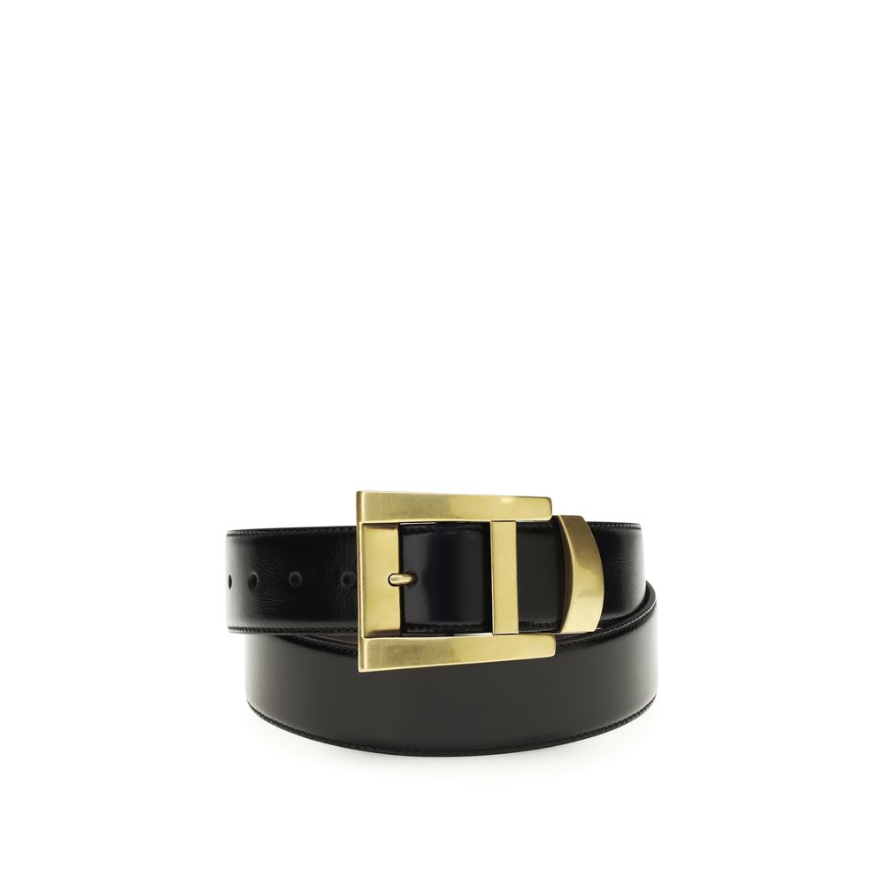 Versace Black Calf Leather Bos Taurus Regular Belt Versace