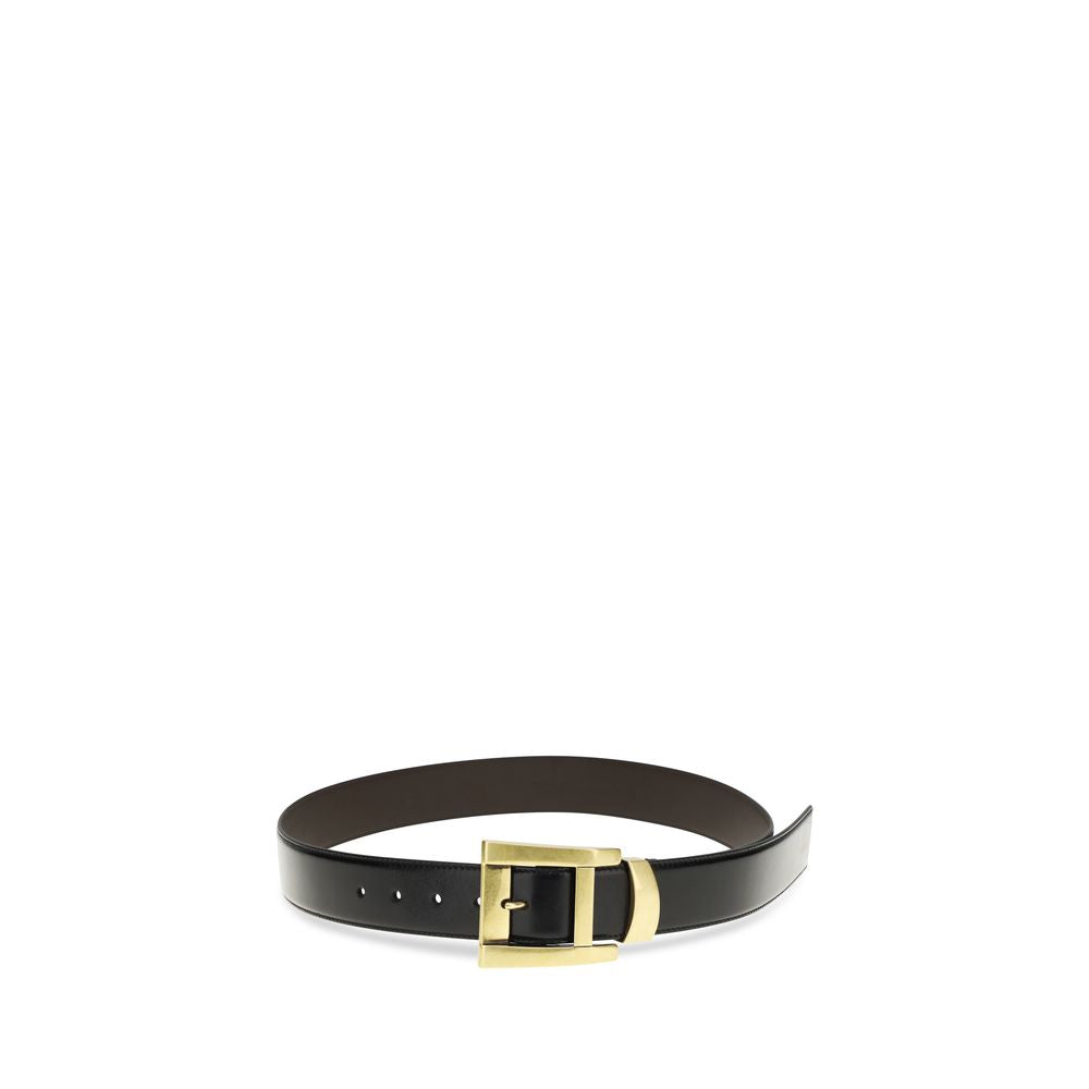 Versace Black Calf Leather Bos Taurus Regular Belt Versace