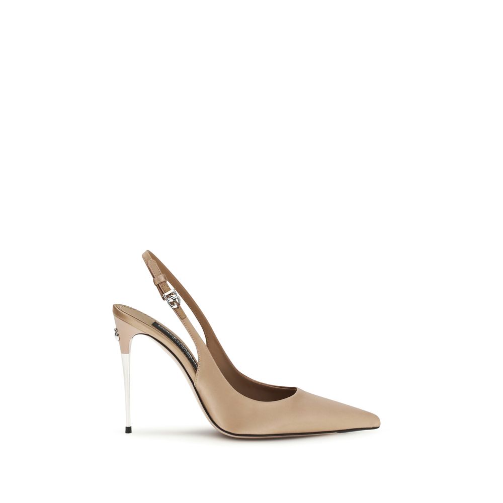 Dolce & Gabbana Beige Silk High Heel Pumps Dolce & Gabbana