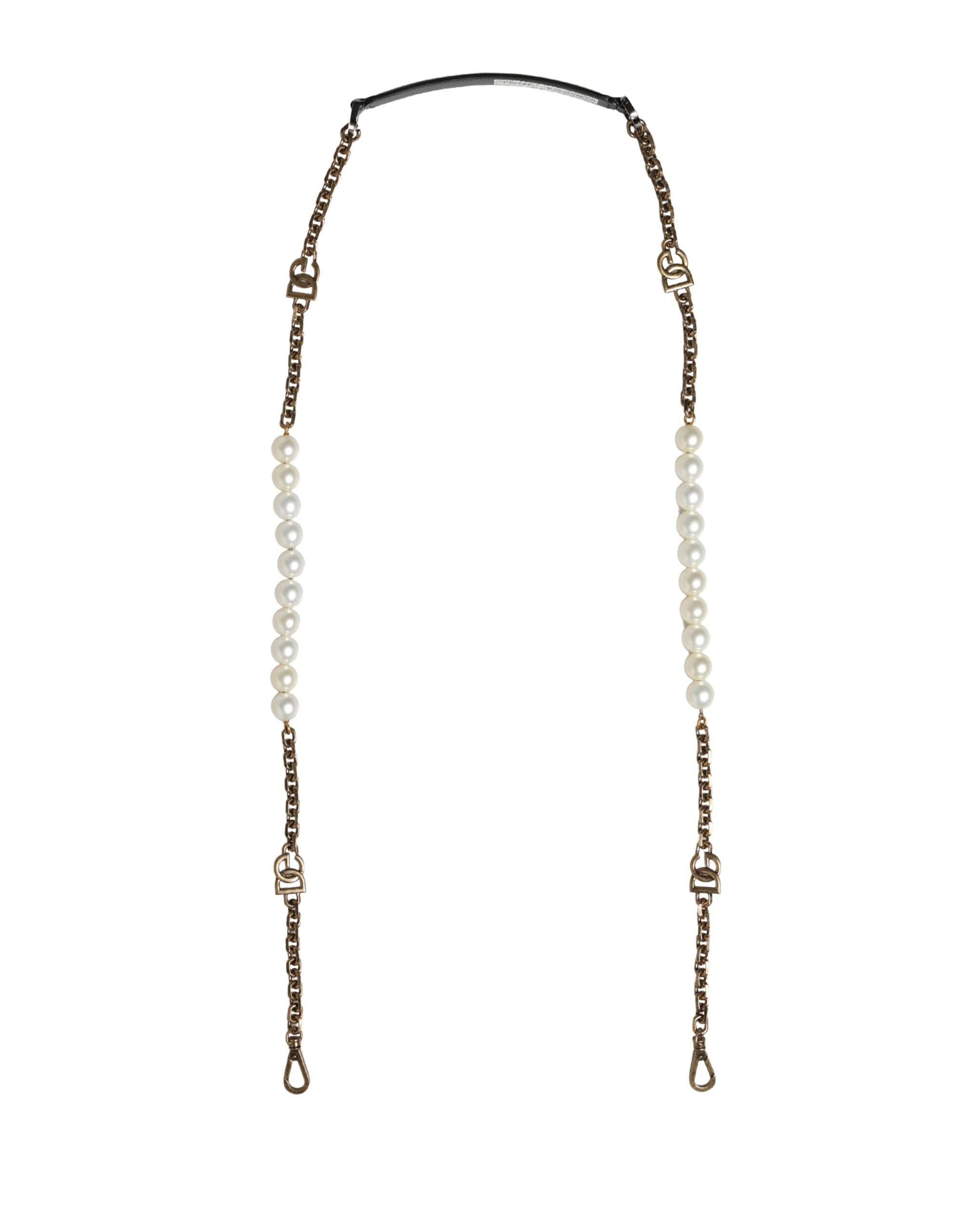 Dolce & Gabbana Black Leather Gold Chain Bag Accessory Shoulder Strap Dolce & Gabbana