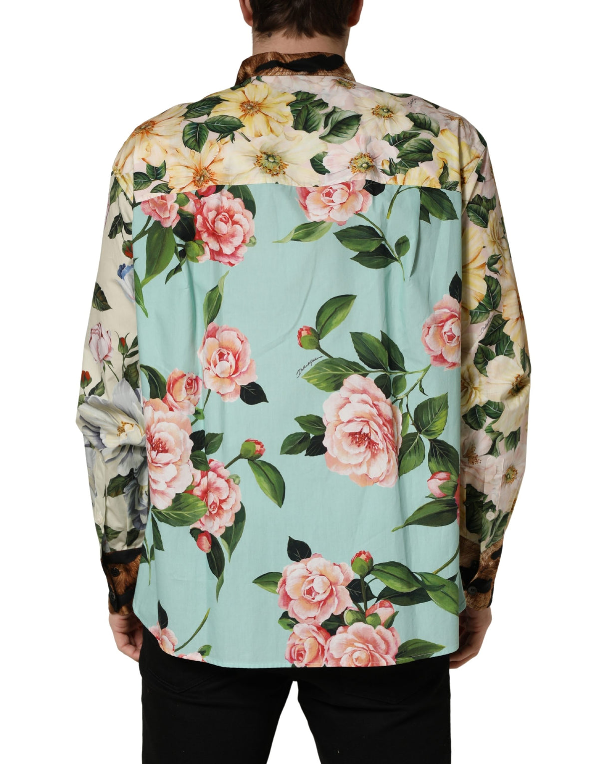 Dolce & Gabbana Multicolor Floral Animal Print Collared Shirt