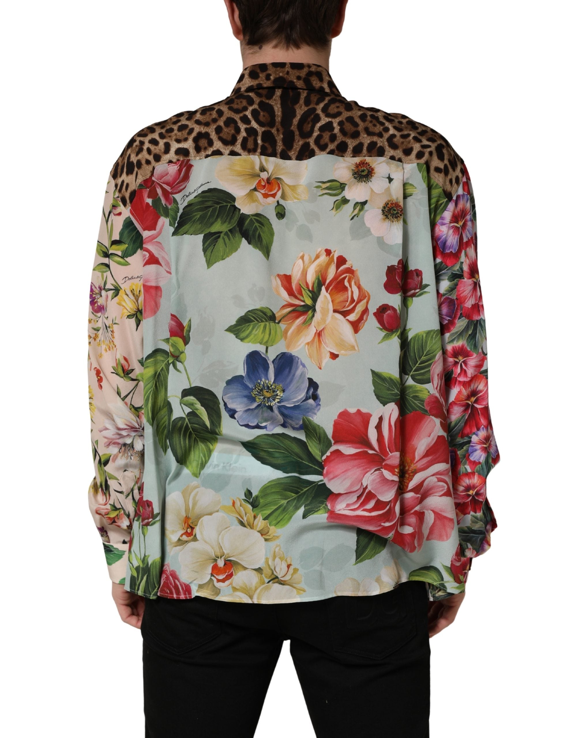 Dolce & Gabbana Multicolor Floral Animal Print Collared Shirt Dolce & Gabbana