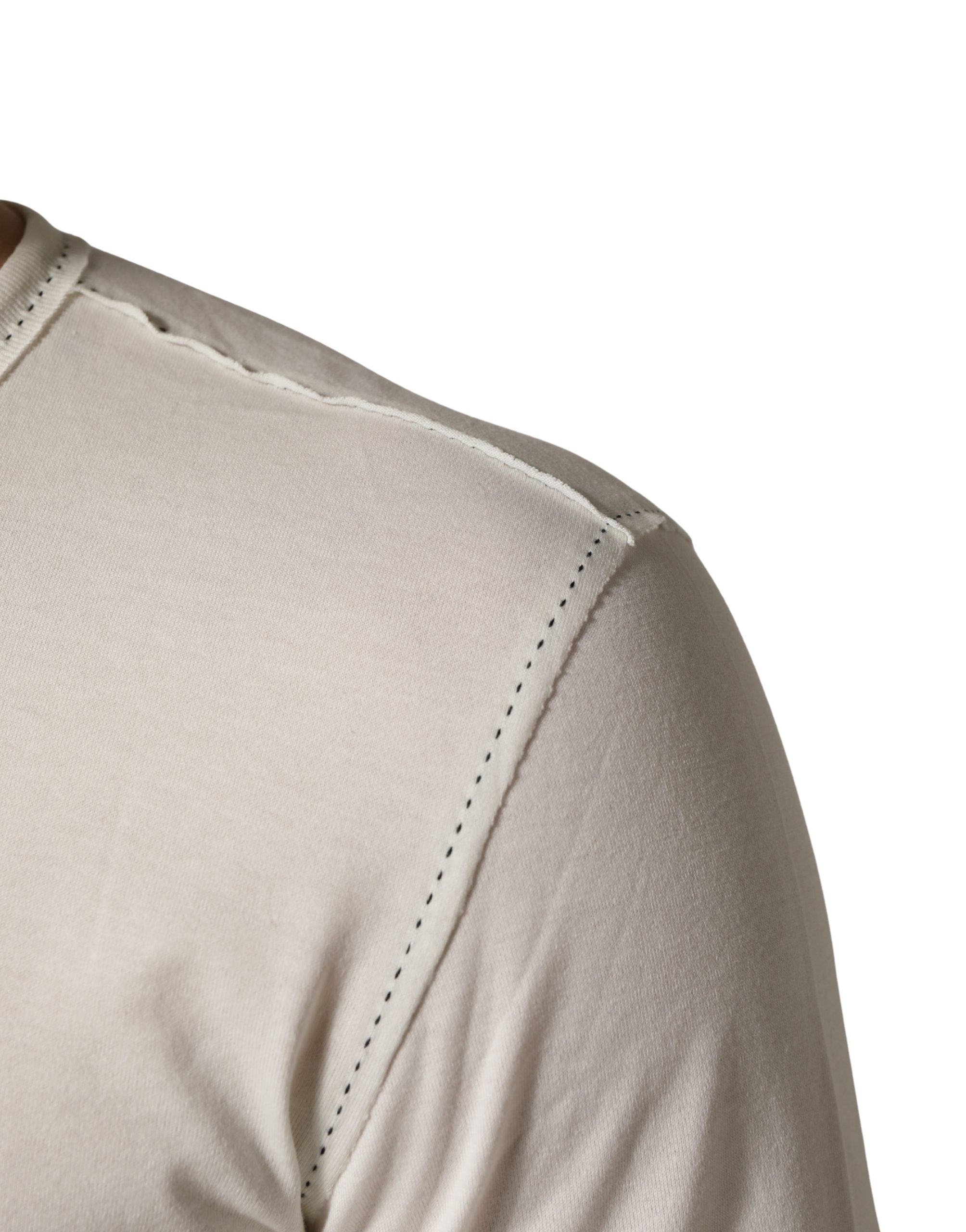Dolce & Gabbana White Long Sleeves Henley Pullover Sweater Dolce & Gabbana