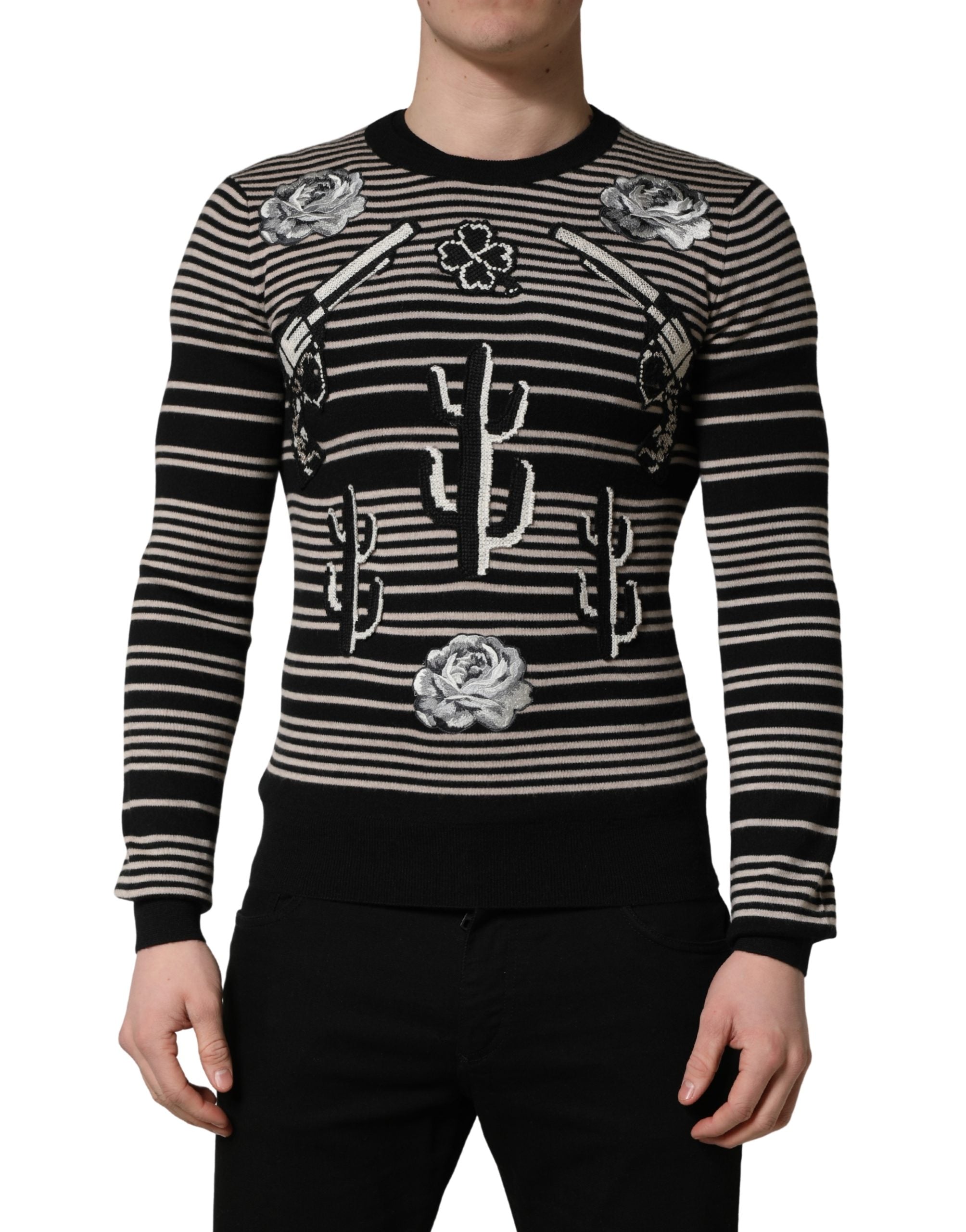 Dolce & Gabbana Multicolor Cashmere Striped CrewNeck Sweater Dolce & Gabbana