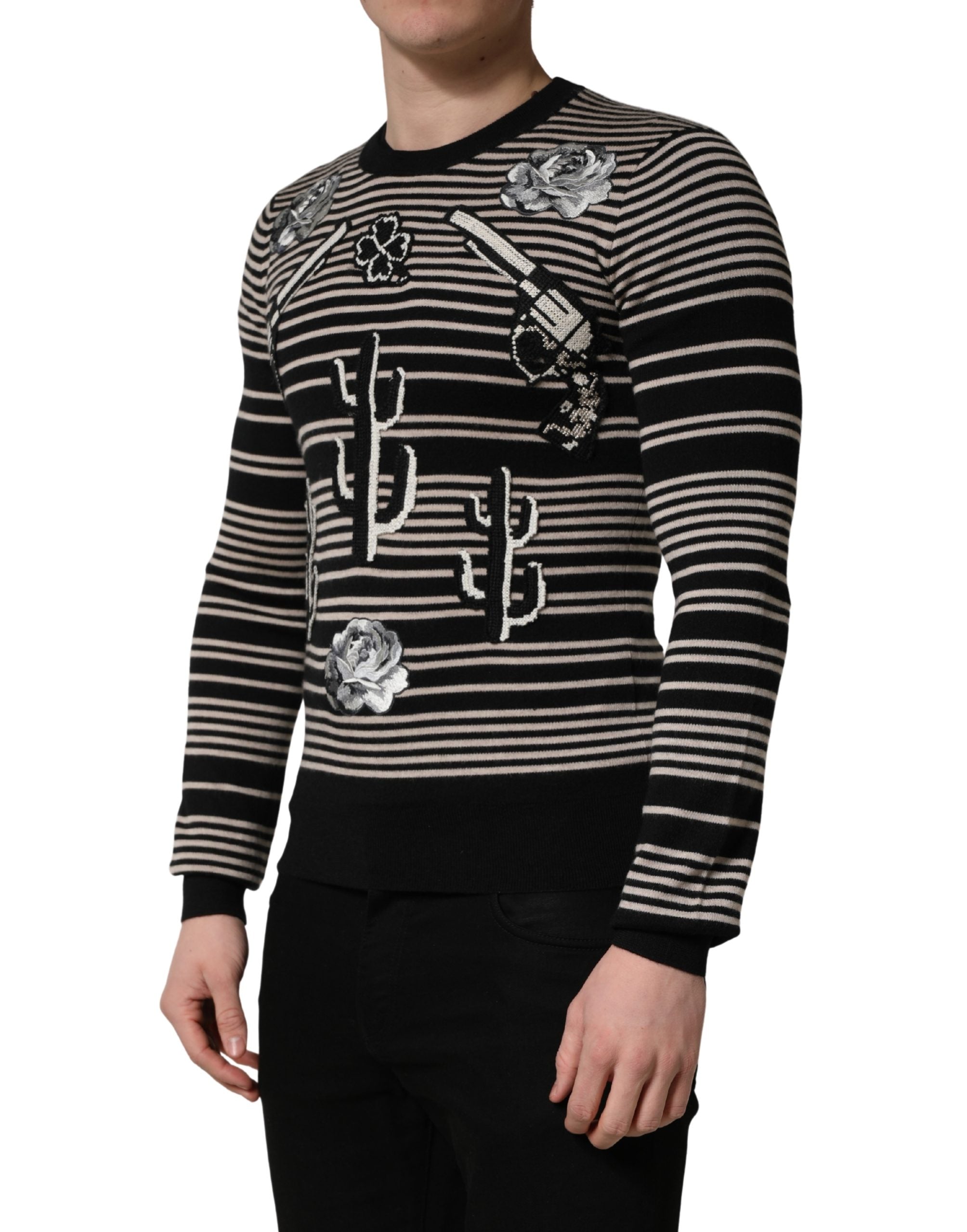 Dolce & Gabbana Multicolor Cashmere Striped CrewNeck Sweater Dolce & Gabbana