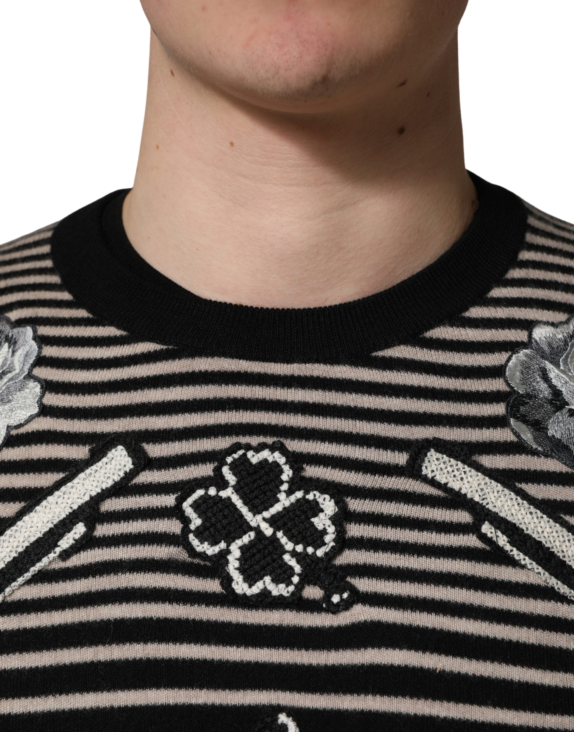 Dolce & Gabbana Multicolor Cashmere Striped CrewNeck Sweater Dolce & Gabbana