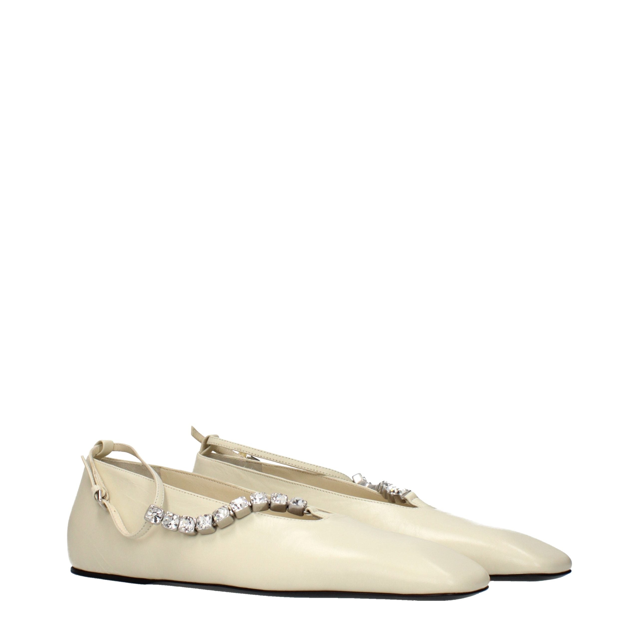 Jil Sander Beige Leather Ballet Flats Jil Sander