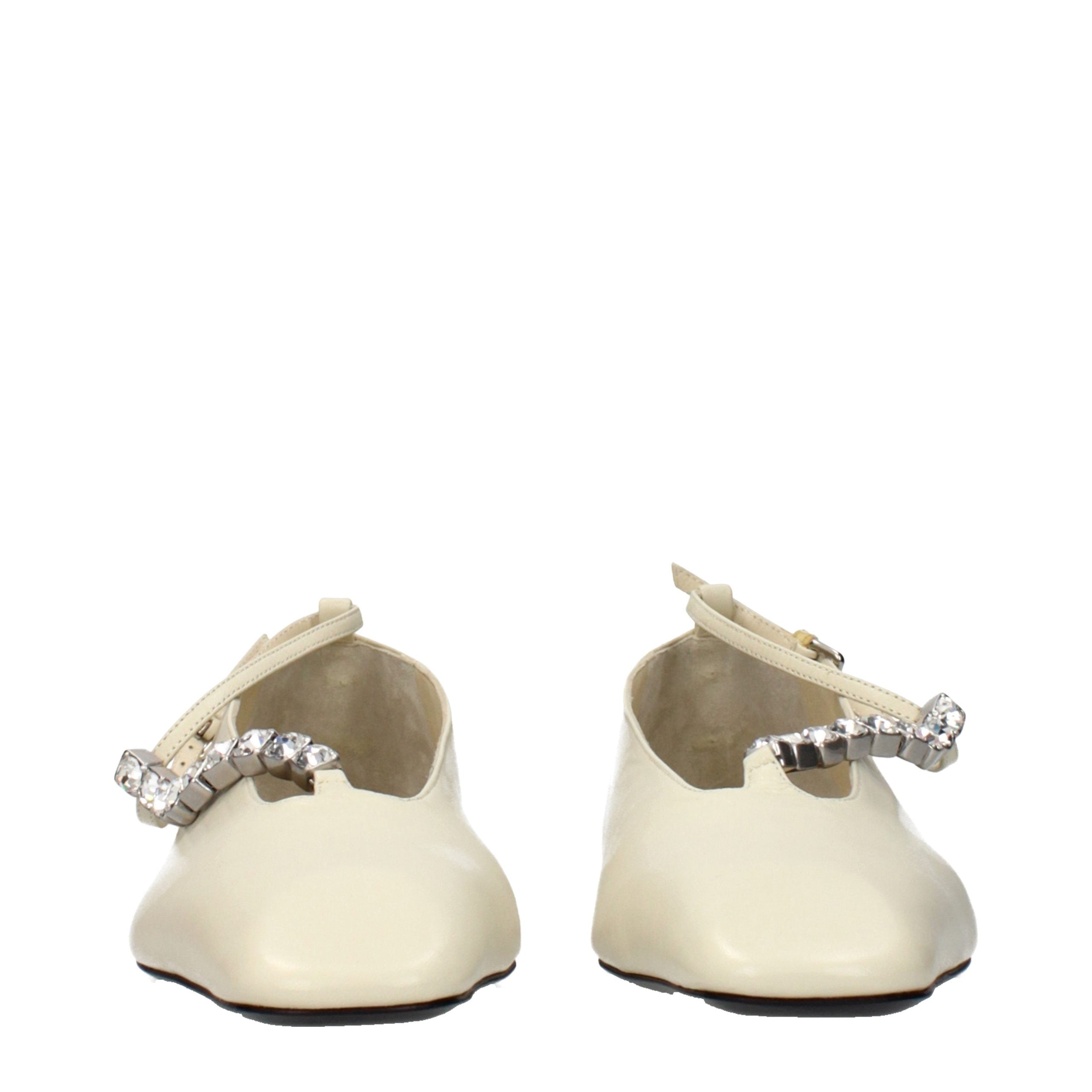 Jil Sander Beige Leather Ballet Flats
