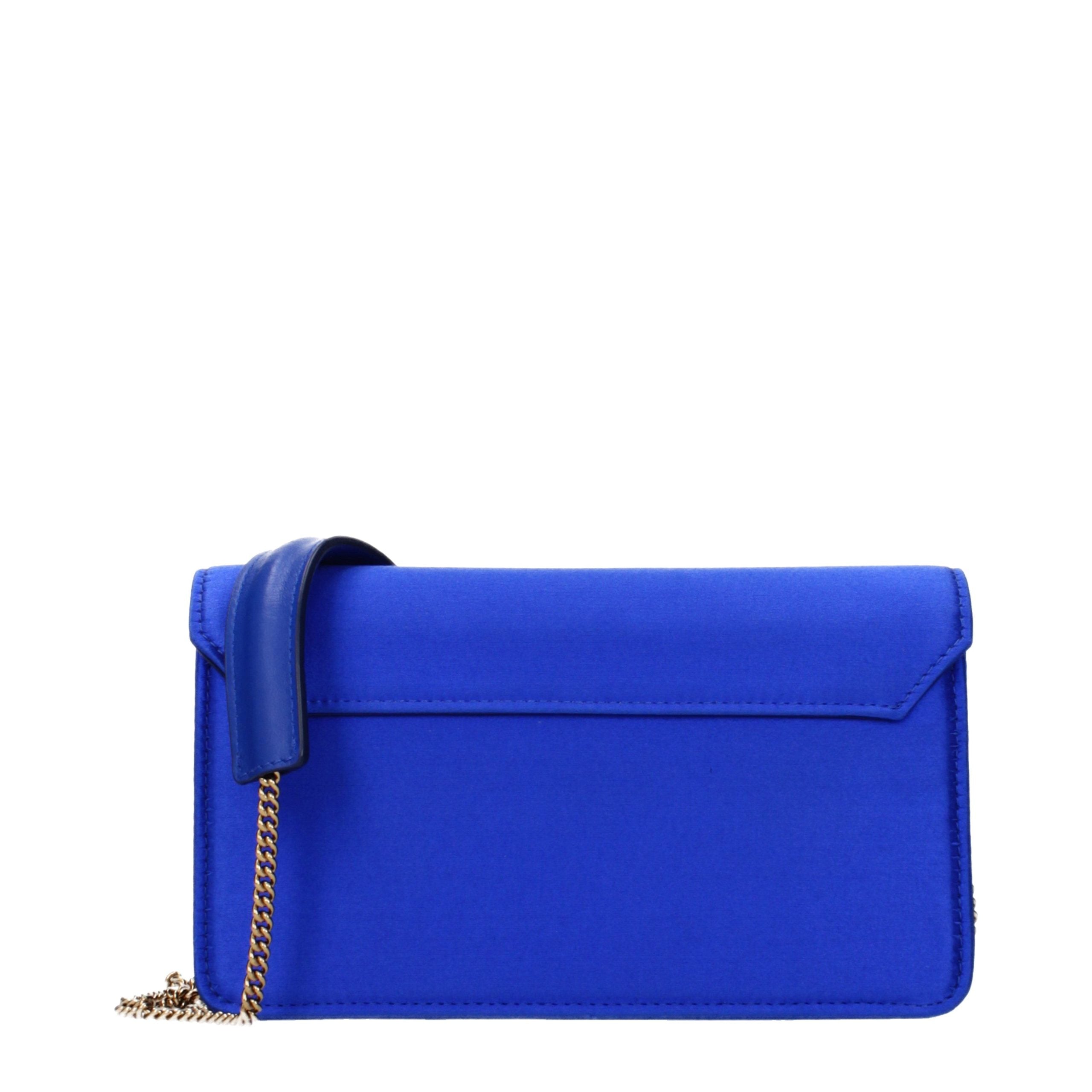 Roberto Cavalli Blue Satin Clutch Bag Roberto Cavalli