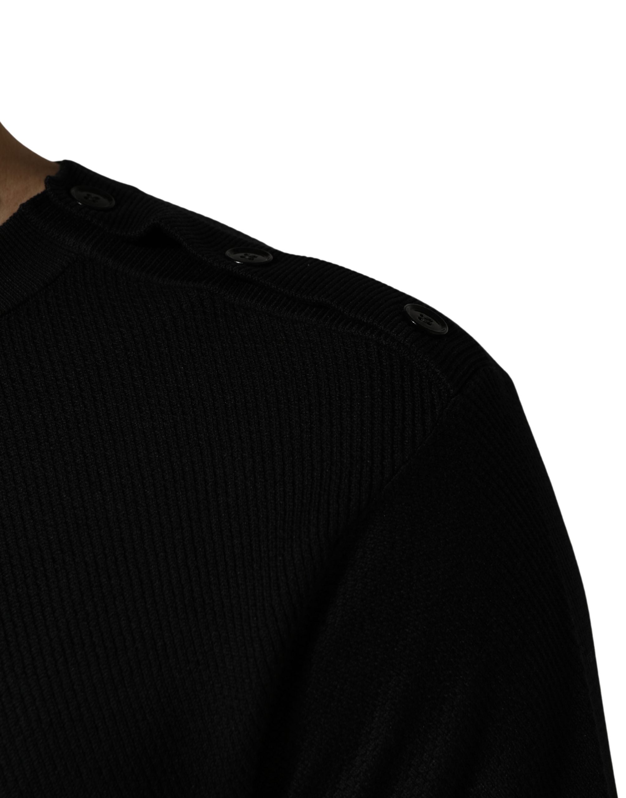 Dolce & Gabbana Black Crew Neck Long Sleeve Pullover Sweater Dolce & Gabbana