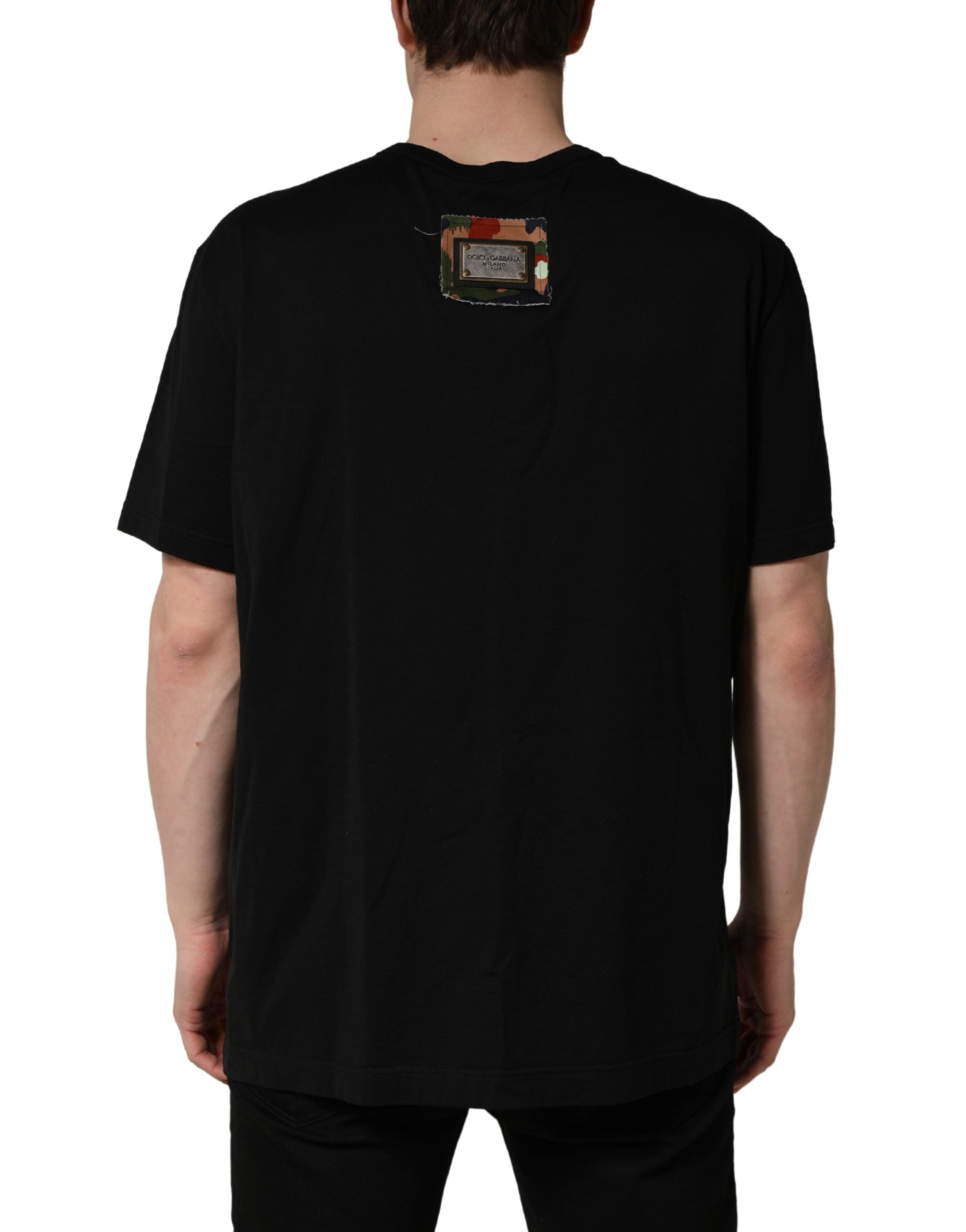 Dolce & Gabbana Black Camouflage Graphic Cotton Crewneck T-shirt Dolce & Gabbana