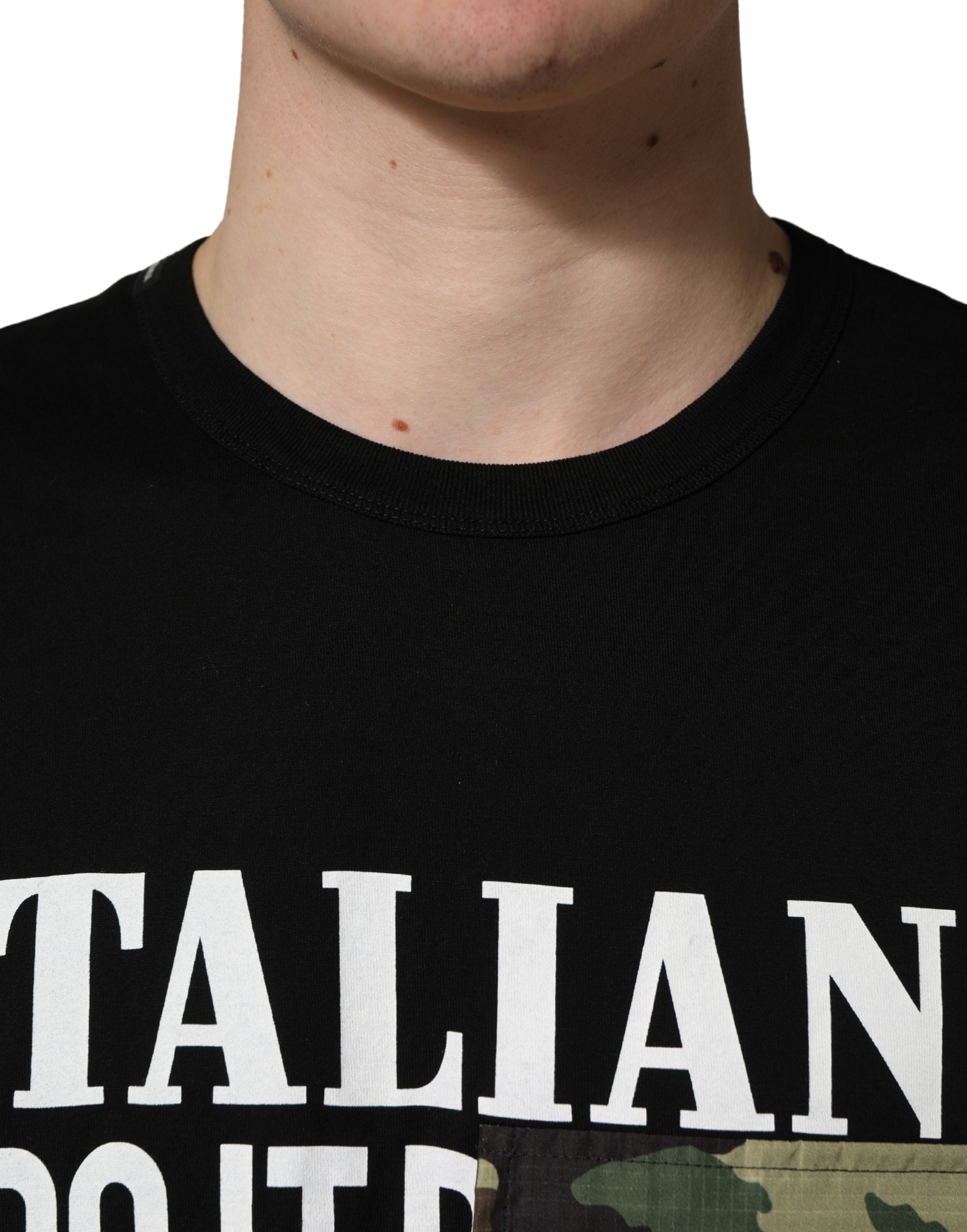 Dolce & Gabbana Black Camouflage Graphic Cotton Crewneck T-shirt Dolce & Gabbana