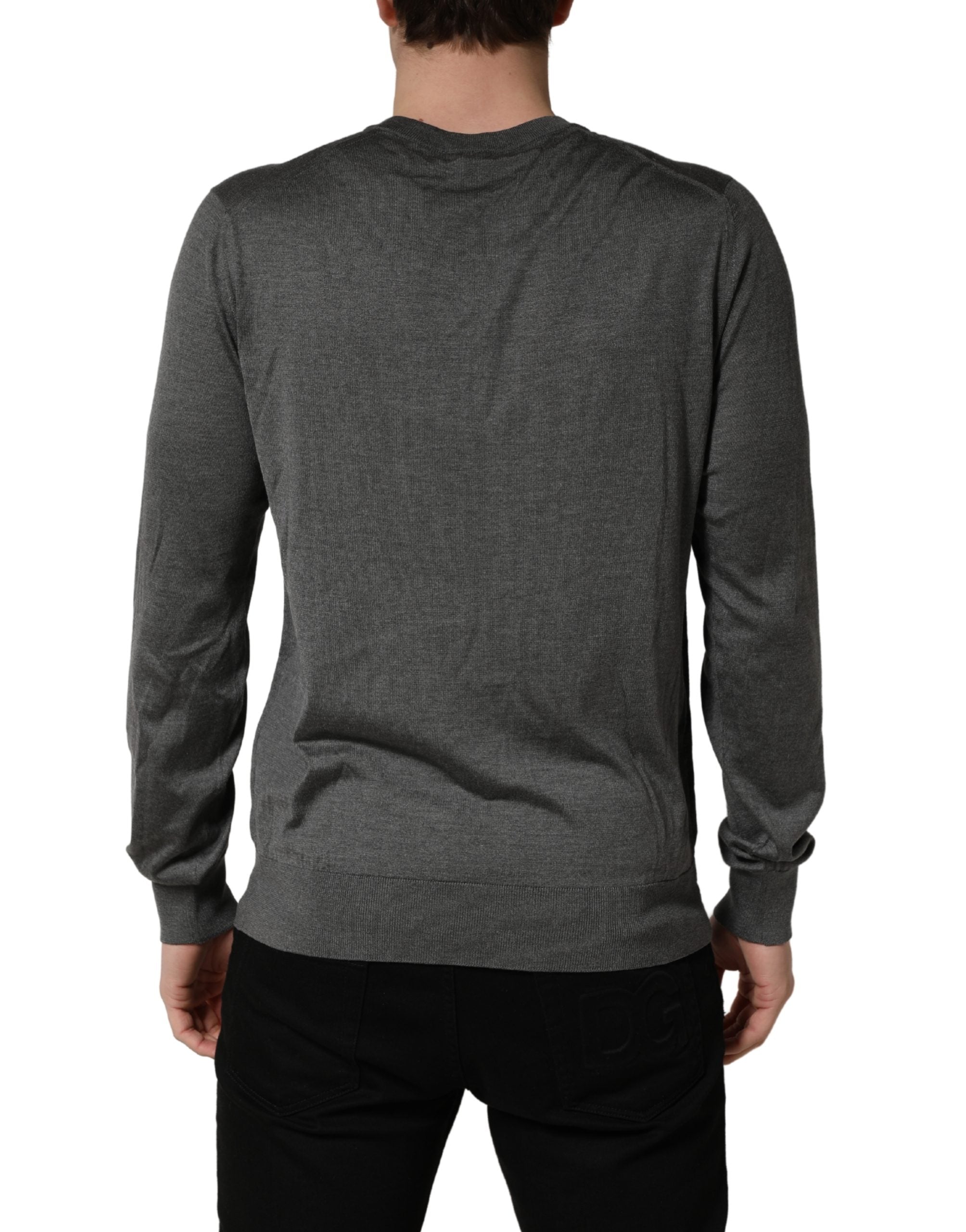 Dolce & Gabbana Gray Long Sleeves Crew Neck Pullover Sweater Dolce & Gabbana