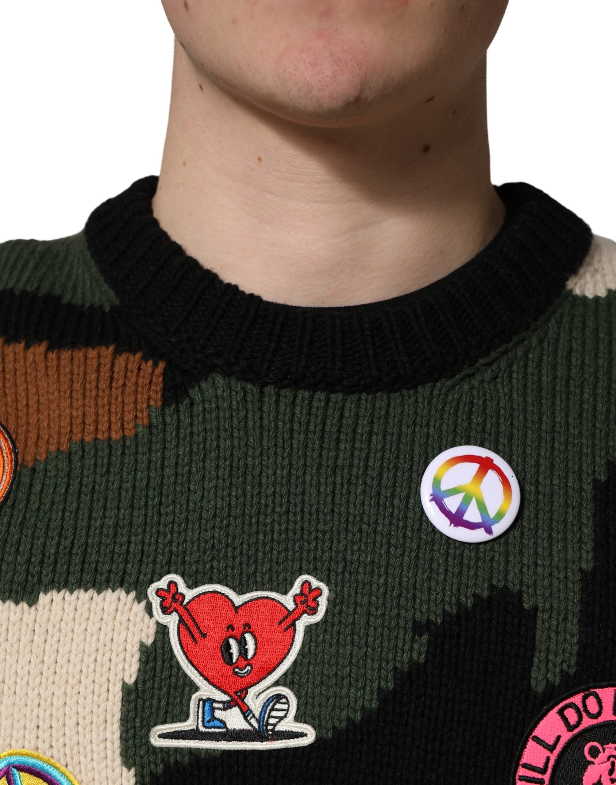 Dolce & Gabbana Multicolor Intarsia Knit Camouflage Pullover Sweater Dolce & Gabbana