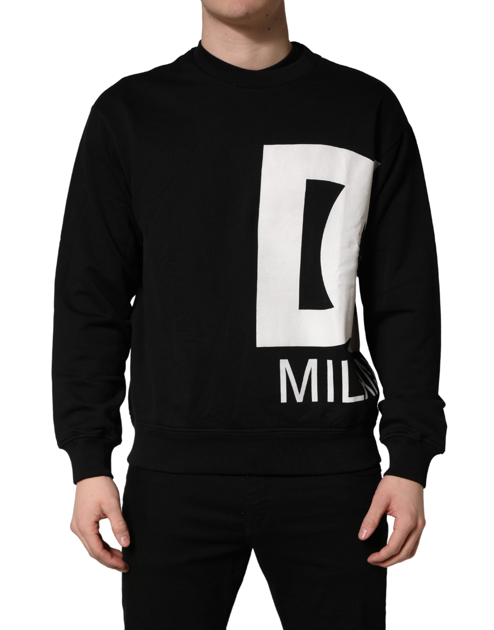 Dolce & Gabbana Black Logo Milano Cotton Sweatshirt Sweater Dolce & Gabbana