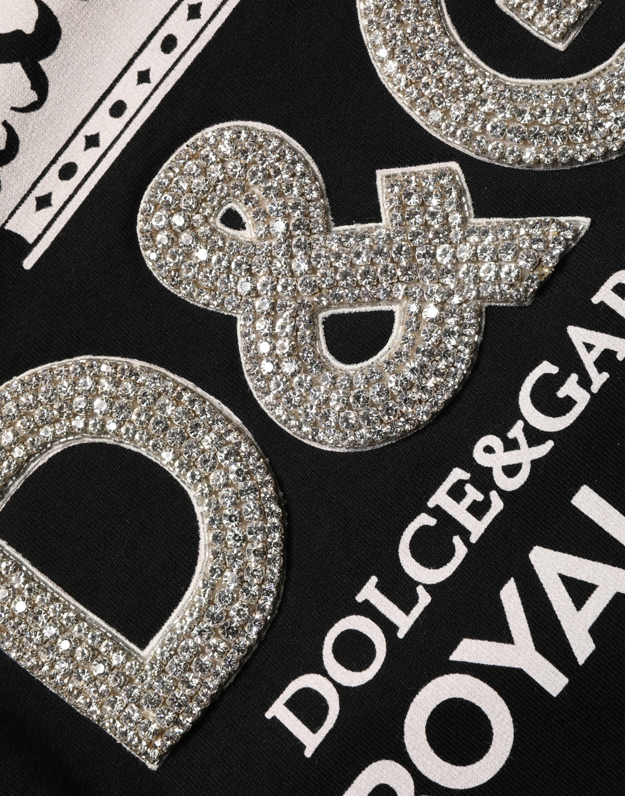 Dolce & Gabbana Black Embellished Cotton Sweatshirt Sweater Dolce & Gabbana