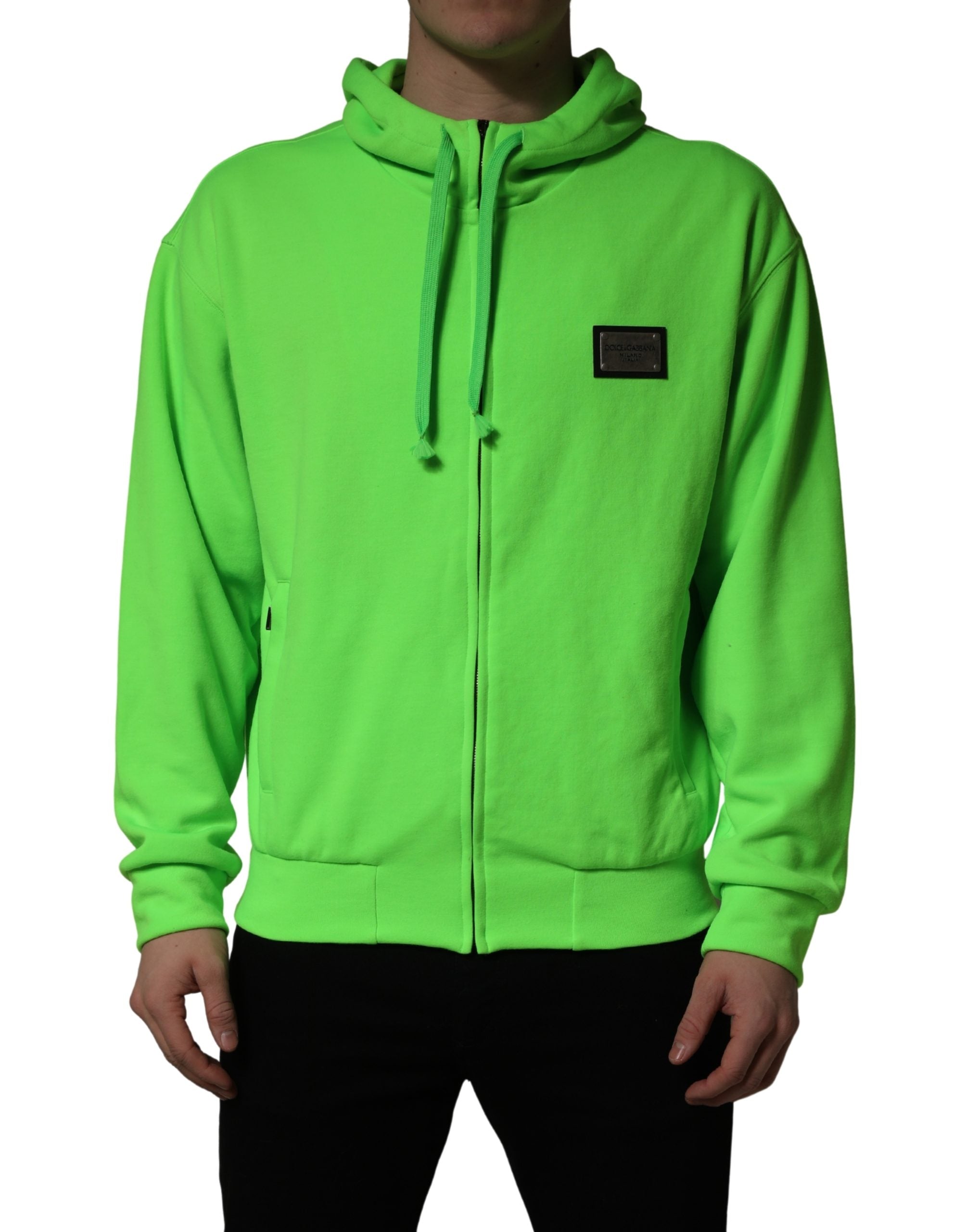 Dolce & Gabbana Green FullZip Fleece HoodedSweatshirt Sweater Dolce & Gabbana