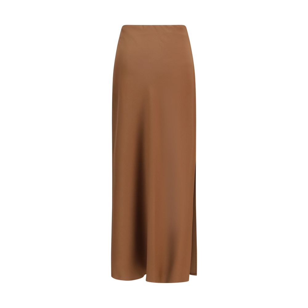 Brunello Cucinelli Brown Acetate Midi Skirt Brunello Cucinelli