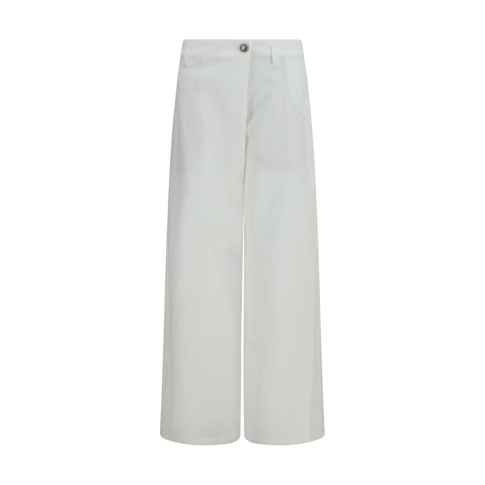 Brunello Cucinelli White Cotton Casual Pants Brunello Cucinelli
