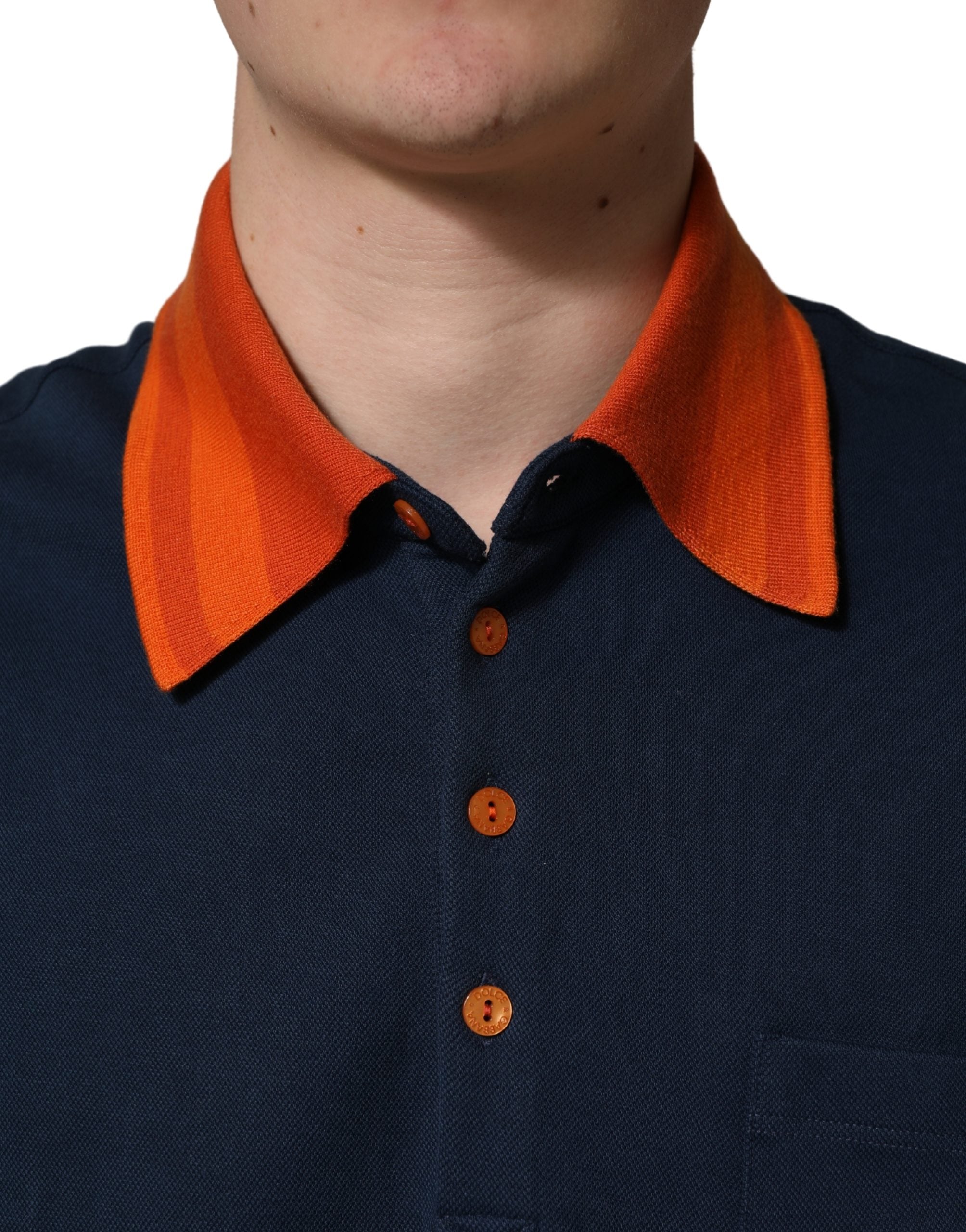 Dolce & Gabbana Navy Blue Cotton Logo Short Sleeves Men Polo T-shirt Dolce & Gabbana