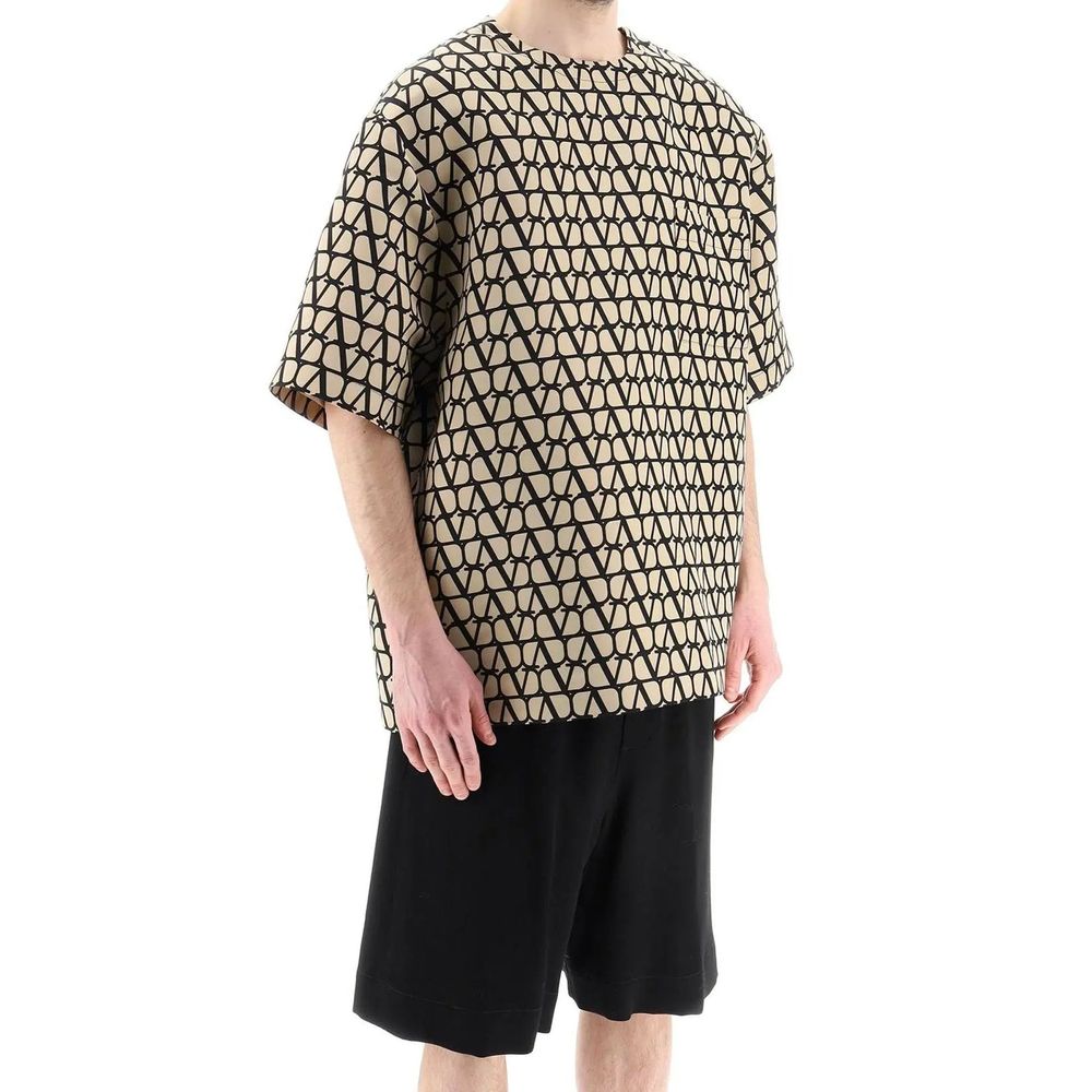 Valentino Garavani Brown Silk T-Shirt Valentino Garavani