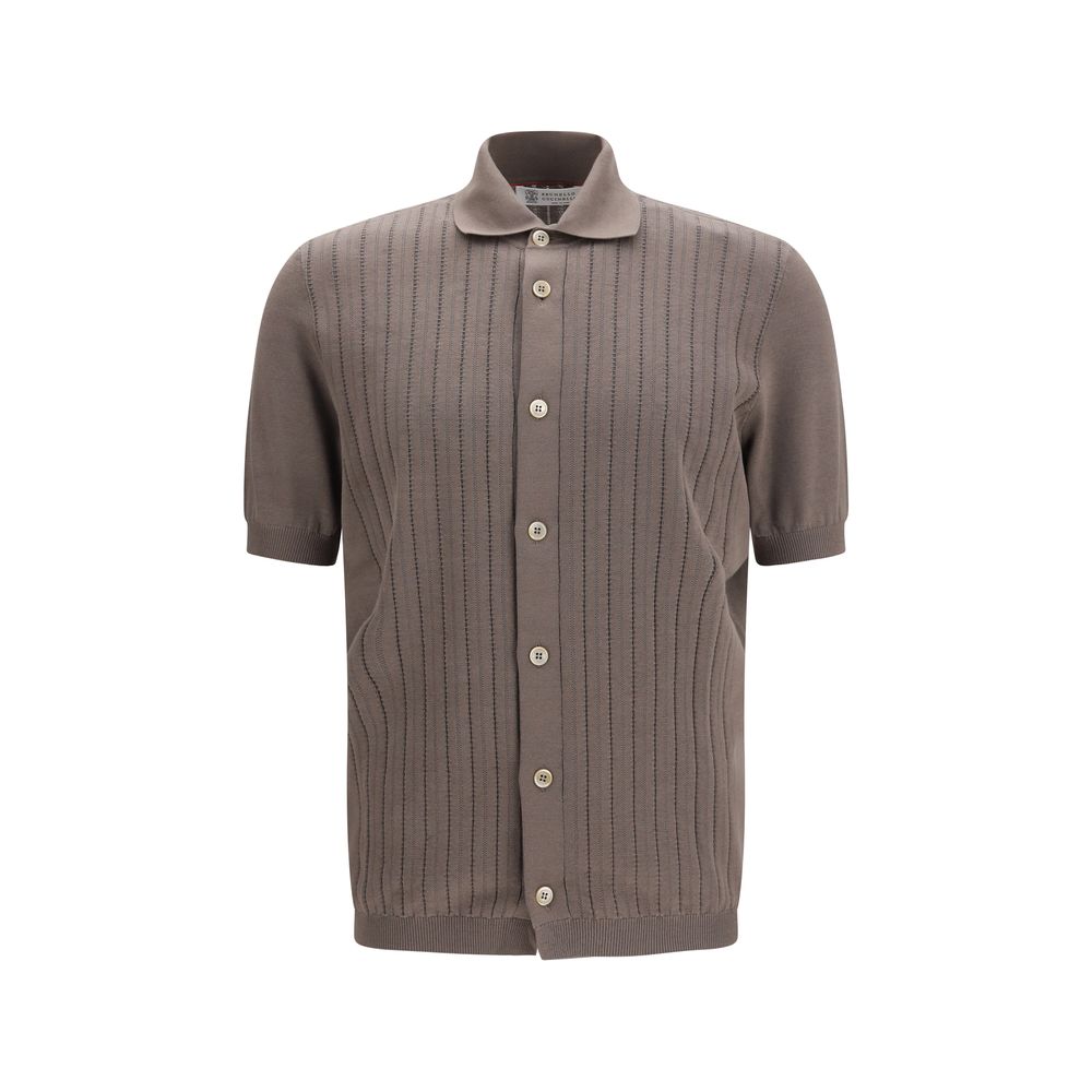 Brunello Cucinelli Brown Cotton Polo Shirt Brunello Cucinelli