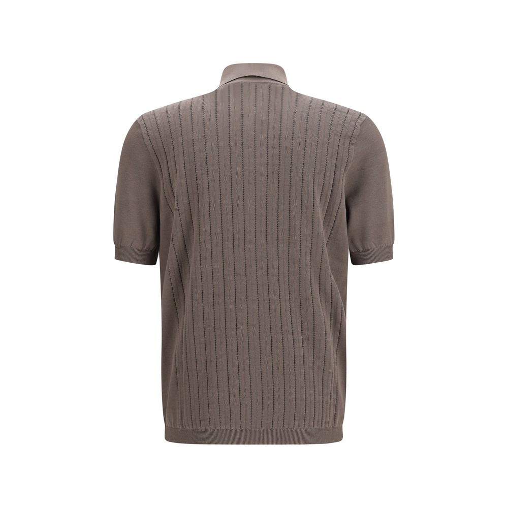 Brunello Cucinelli Brown Cotton Polo Shirt Brunello Cucinelli